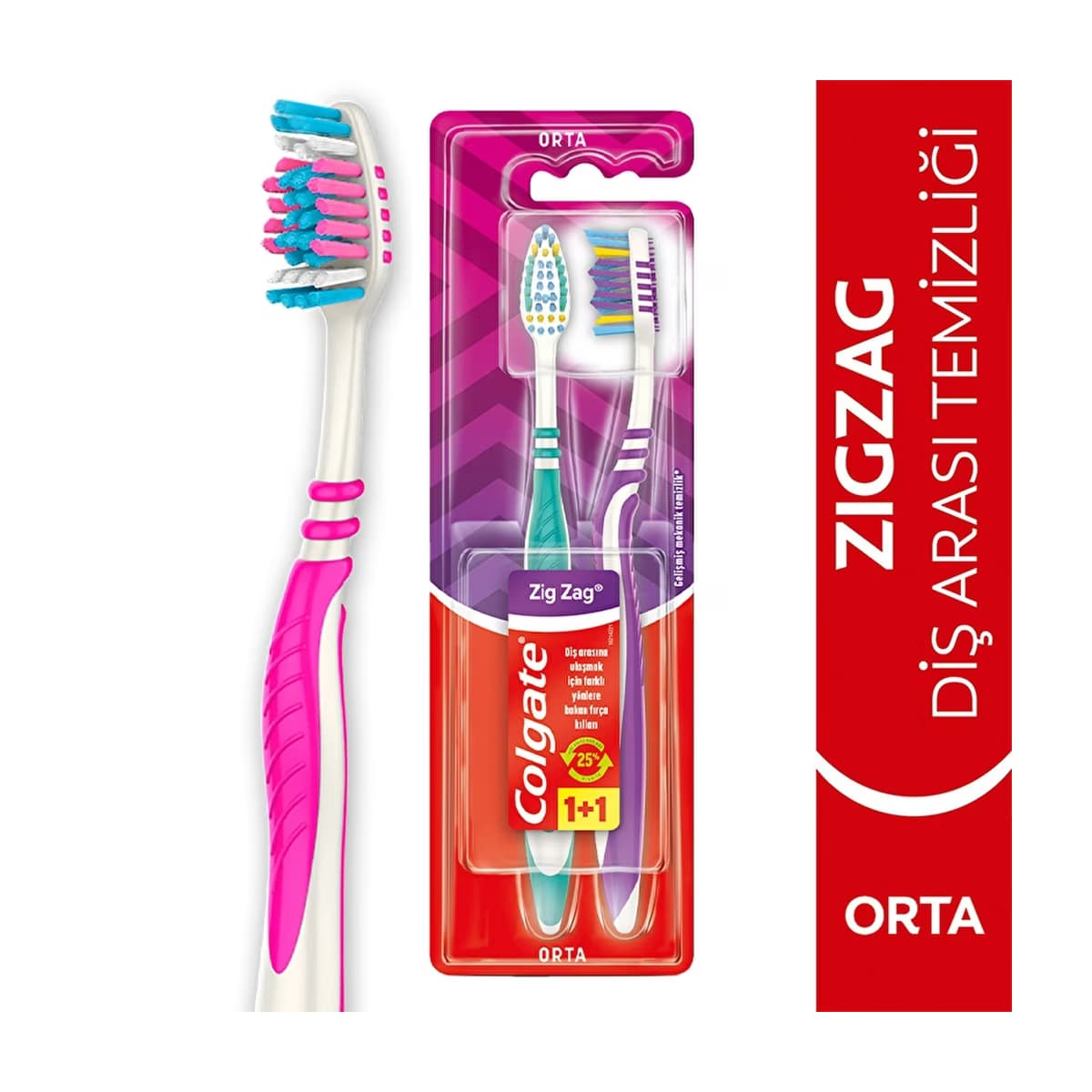 Colgate Zig Zag Diş Fırçası 1+1 (Orta) - Gratis