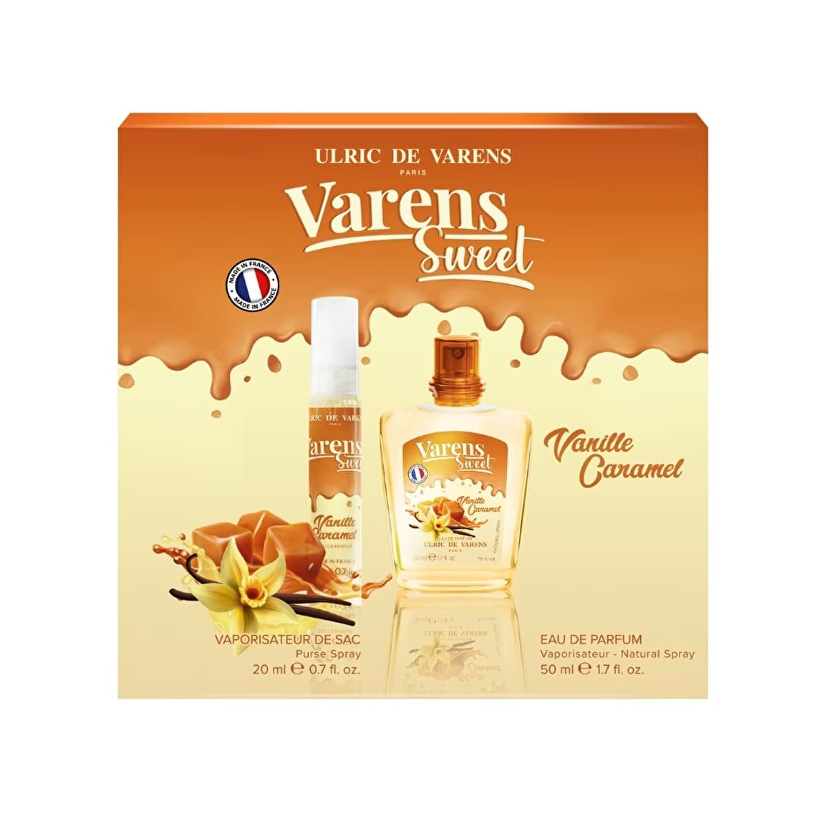 Ulric de Varens Sweet Vanille Caramel Set (EDP Kadın Parfüm 50 ml + Sprey Parfüm 20 ml) - Gratis