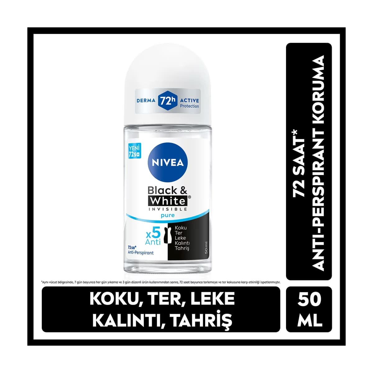 Nivea Kadın Roll-On Deodorant Black & White Invisible Pure 50 ml - Gratis