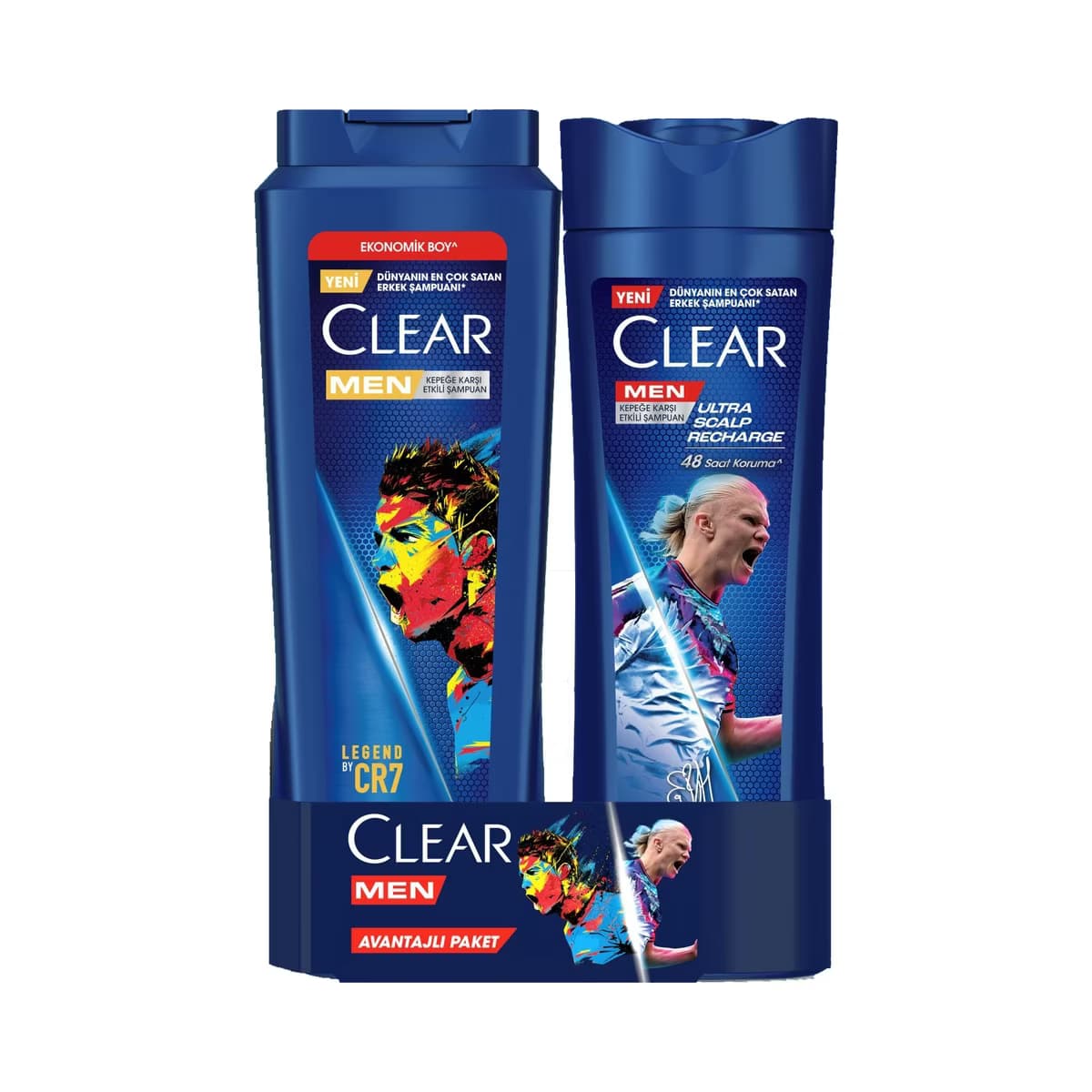 Clear Men Kepeğe Karşı Etkili Şampuan CR7 500 ml + Haaland 350 ml - Gratis