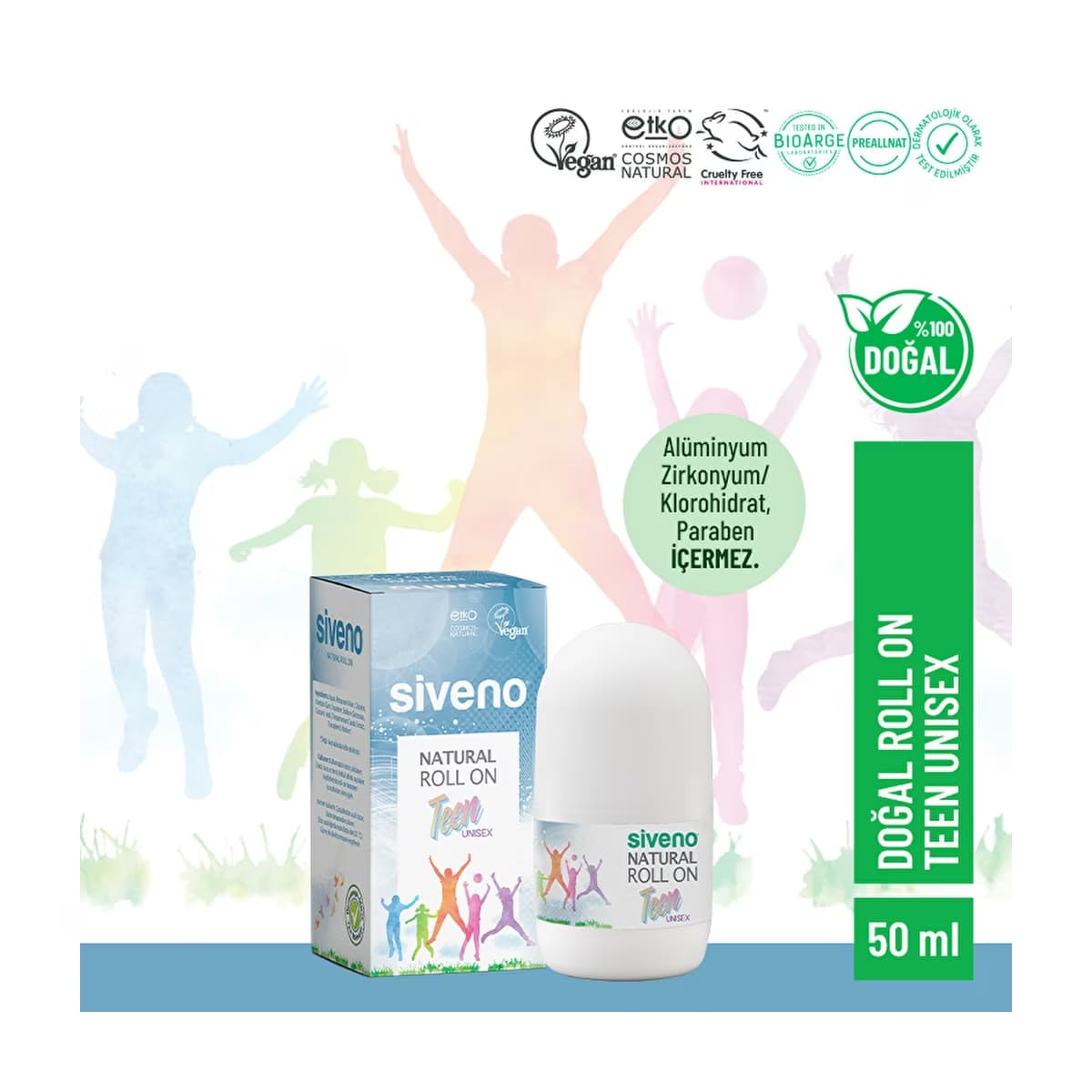 Siveno Doğal Teen Unisex Roll On Deodorant 50 ml - Gratis