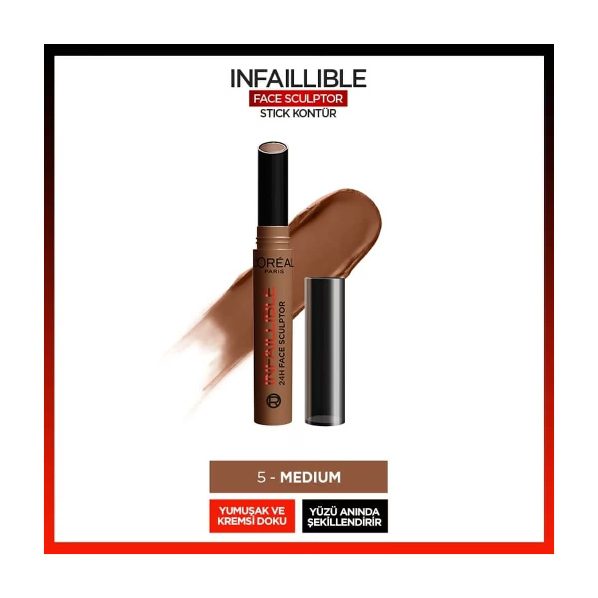 Loreal Paris Infaillible Face Sculpter Stick Kontür 5 Medium - Gratis