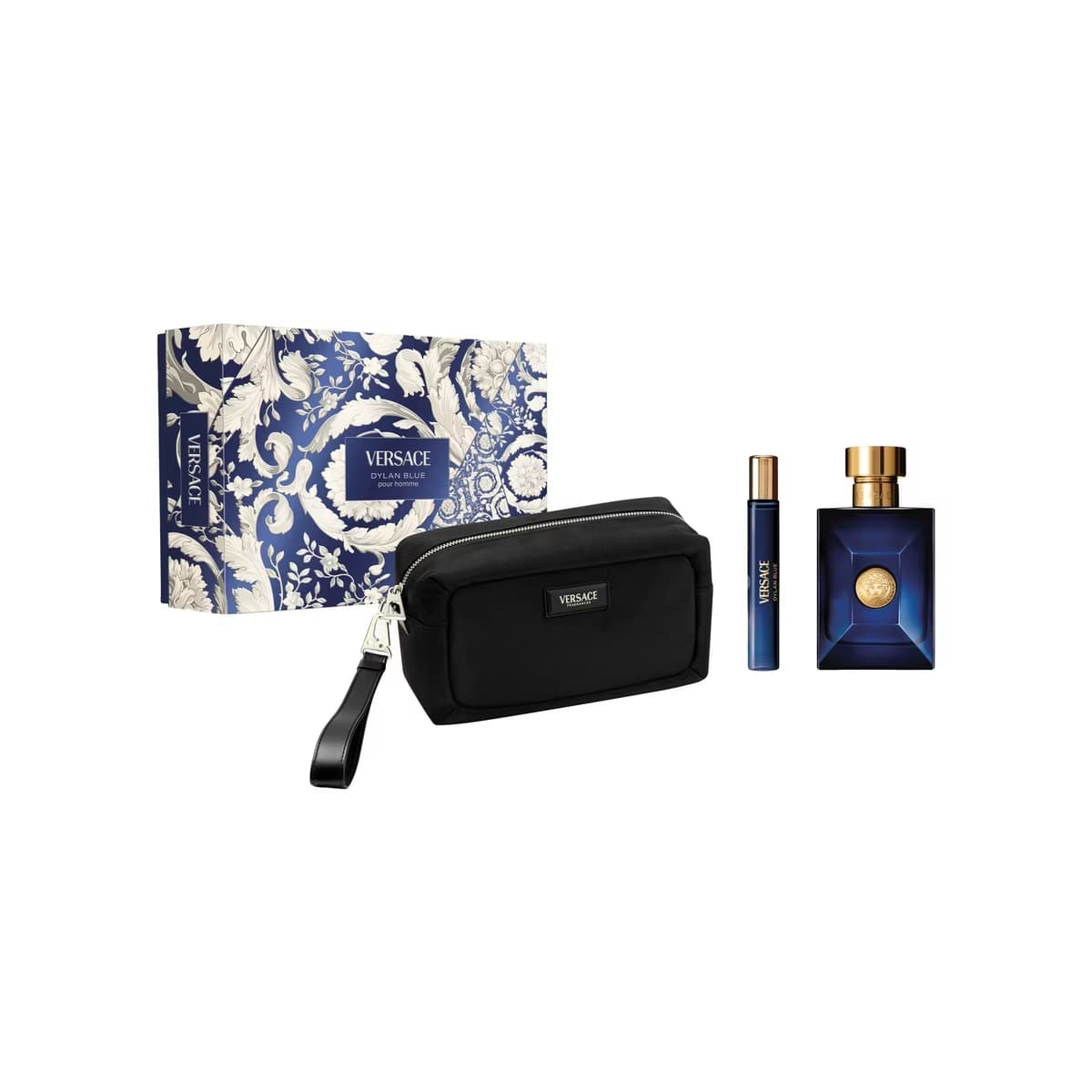 Versace Dylan Blue EDT Erkek Parfüm Seti (Parfüm 100 ml + Seyahat Boy Parfüm 10 ml + Çanta) - Gratis