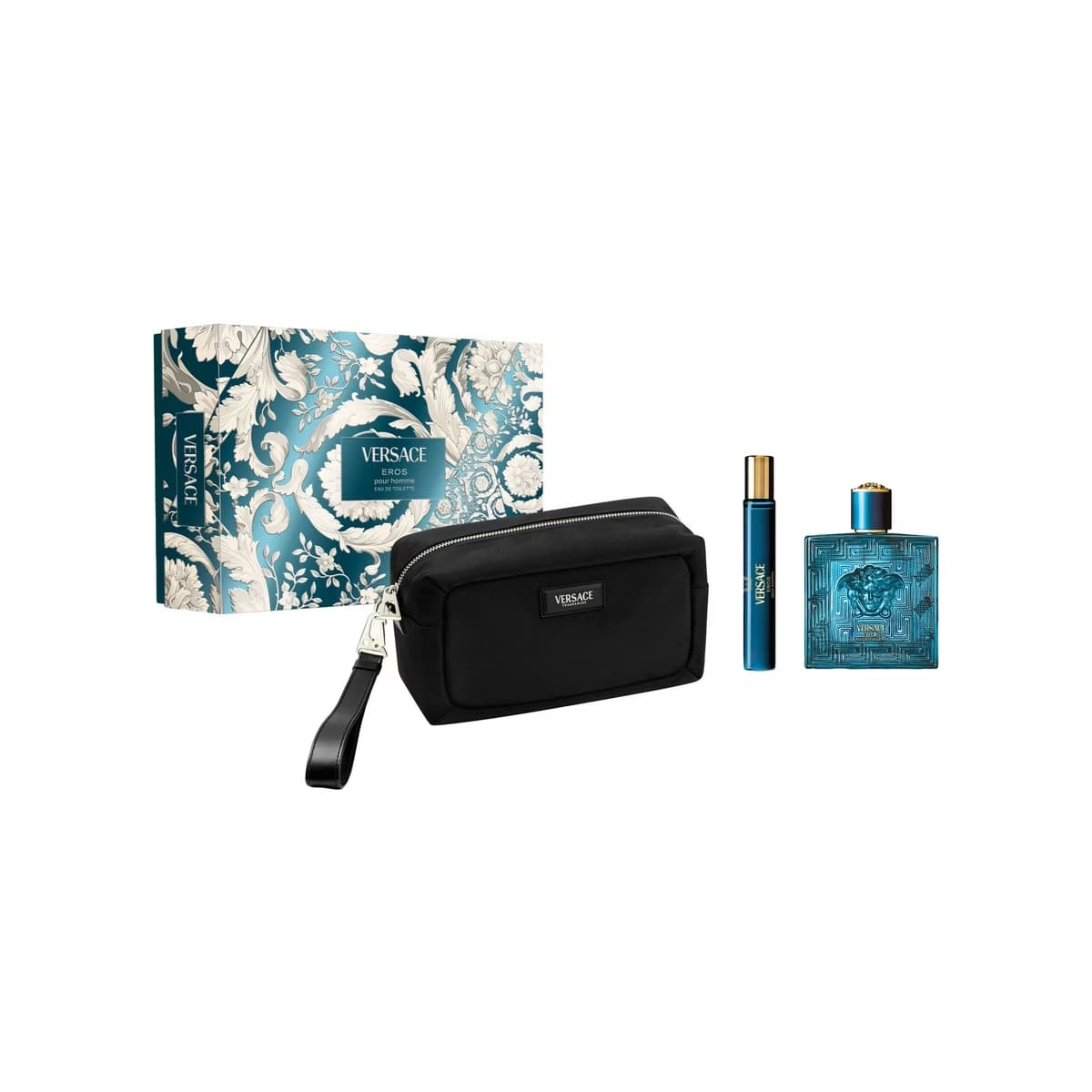 Versace Eros EDT Erkek Parfüm Seti (Parfüm 100 ml + Seyahat Boy Parfüm 10 ml + Çanta) - Gratis