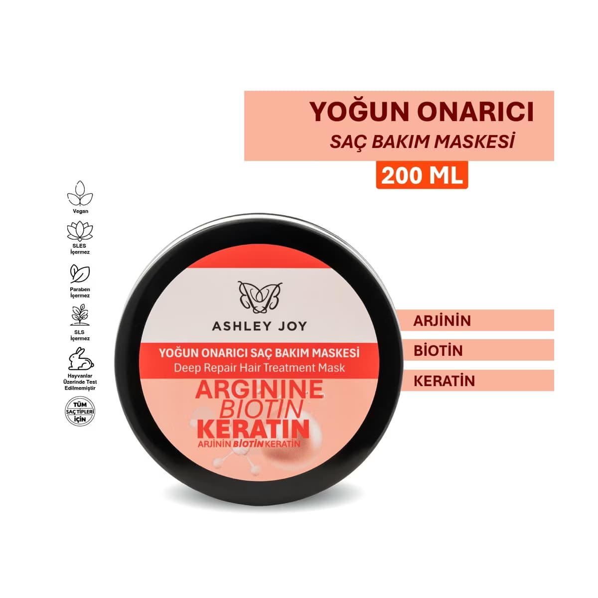 Ashley Joy Yoğun Onarıcı Bakım Saç Maskesi 200 ml - Gratis