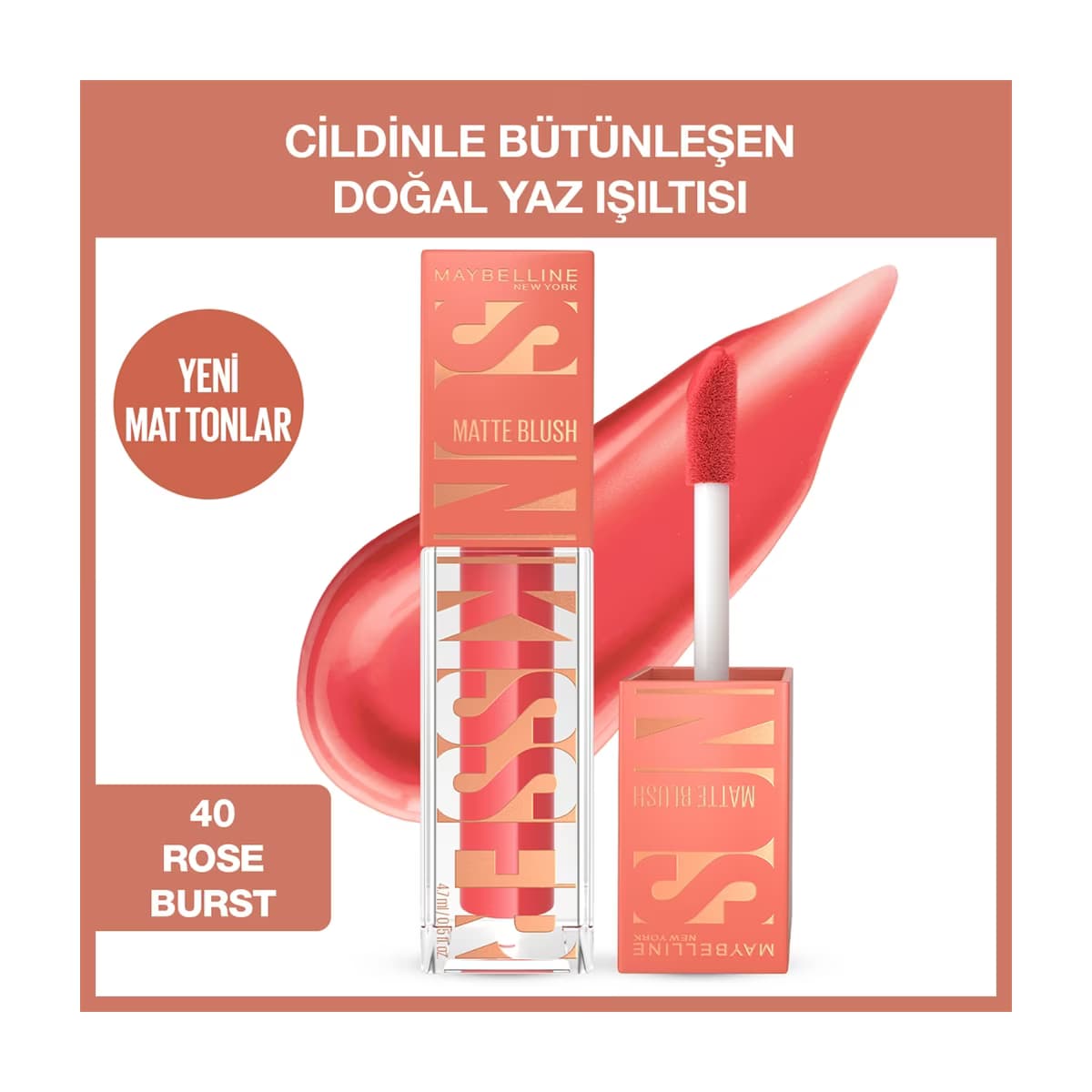 Maybelline New York Sunkisser Hazy Matte Likit Allık 40 Rose Burst - Gratis