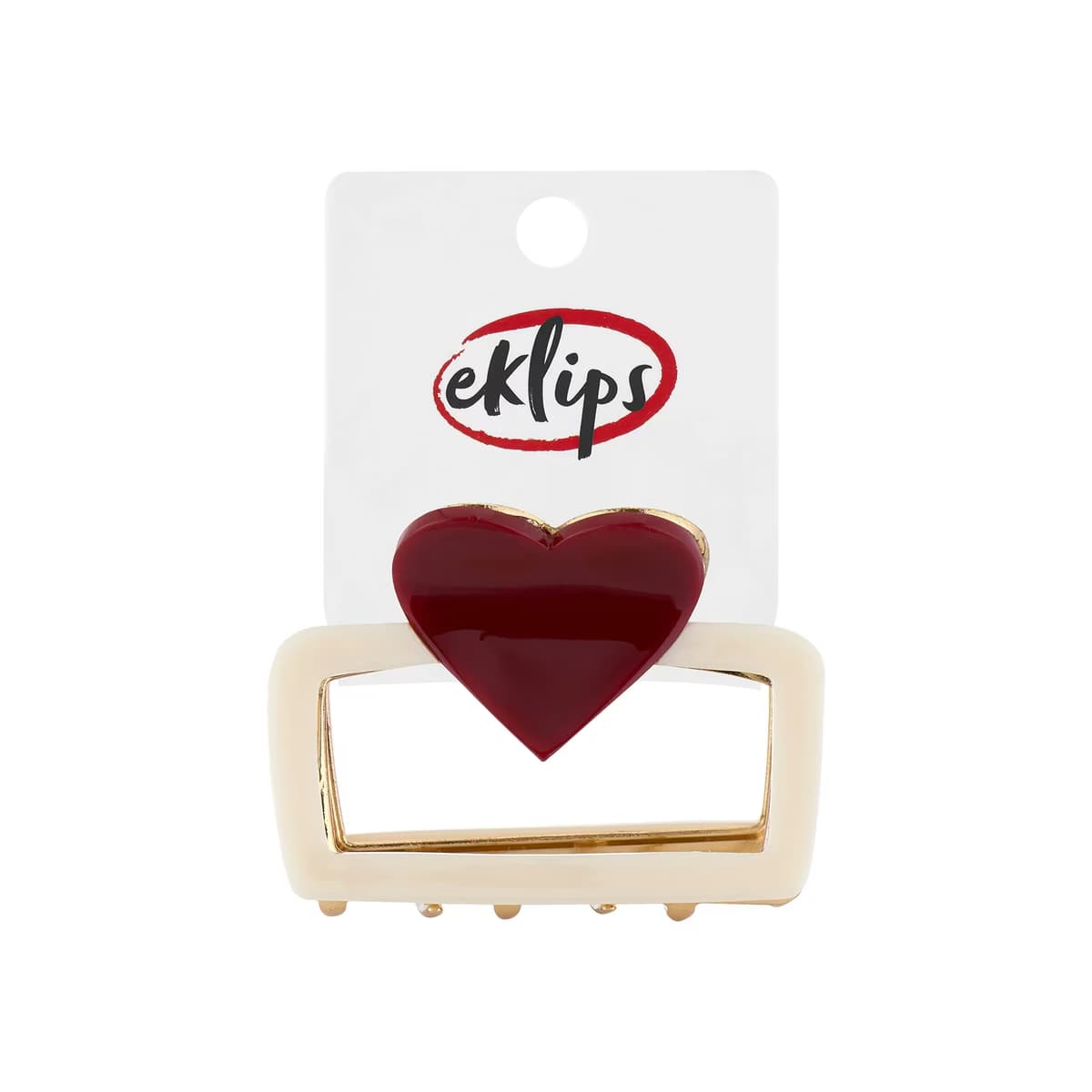 Eklips Beyaz Kırmızı Kalp Mandal Toka - Gratis