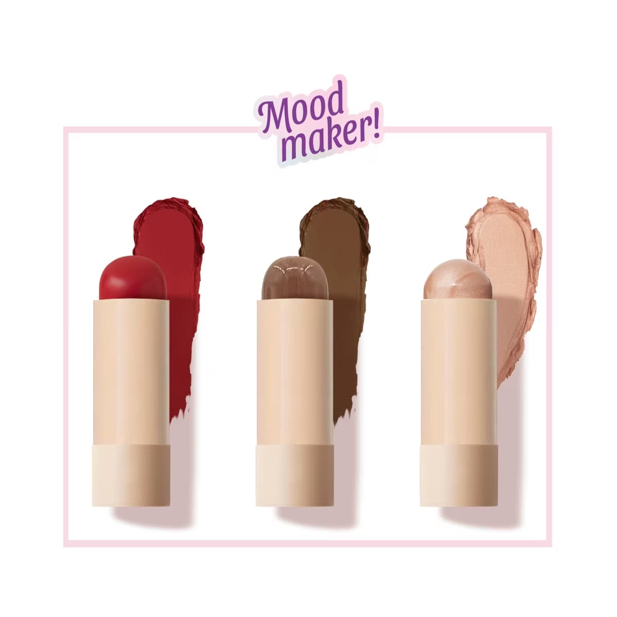 New Well Mood Baker! Makyaj Seti Stick Blush - Stick Contour - Stick Highlighter (3'lü Set) - Gratis