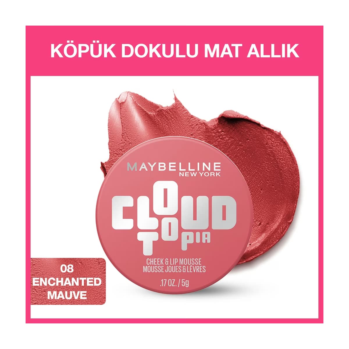 Maybelline New York Cloudtopia Köpük Dokulu Mat Allık 08 Enchanted Mauve - Gratis