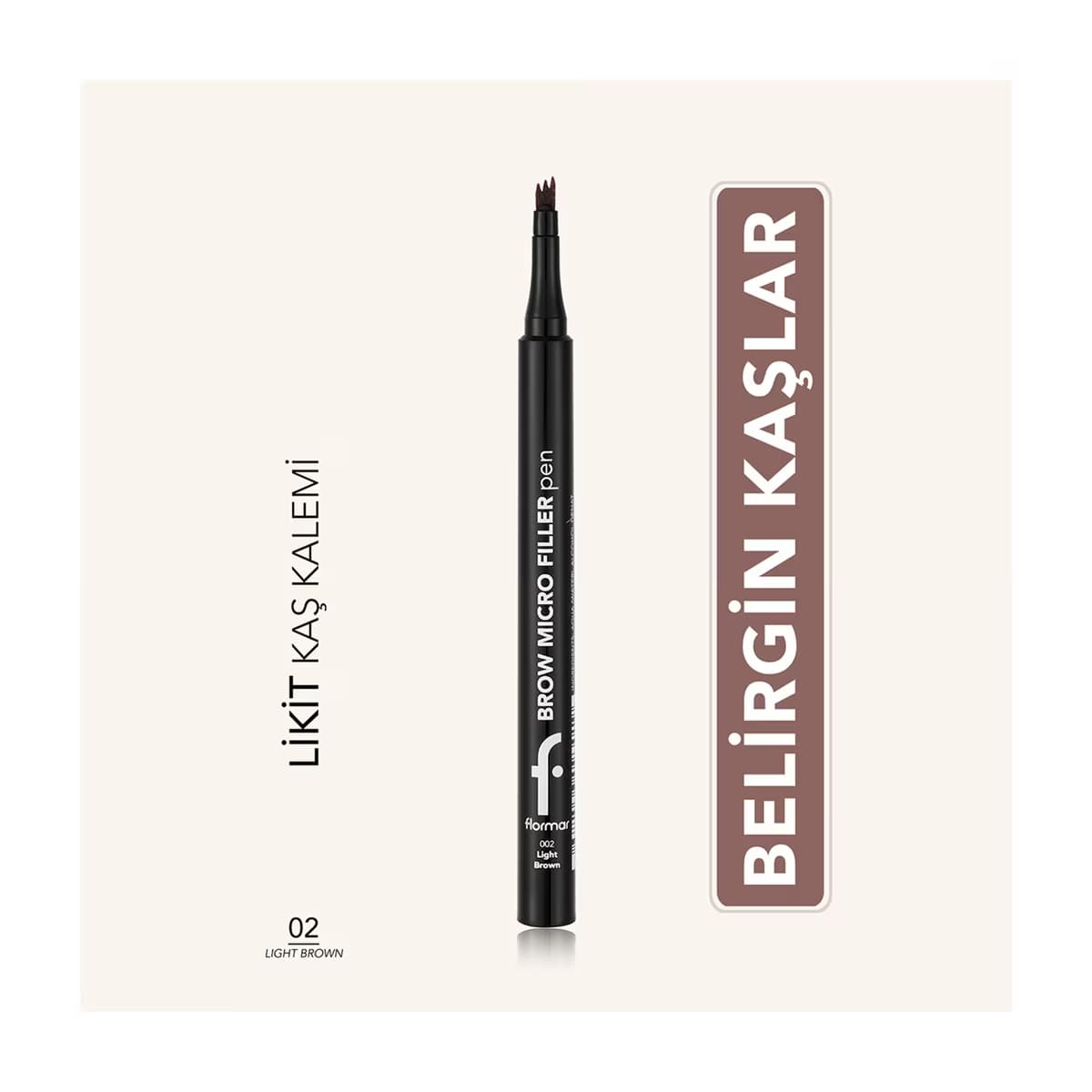 Flormar Brow Micro Filler Tarak Uçlu Doğal Bitişli Kaş Kalemi 02 Light Brown - Gratis