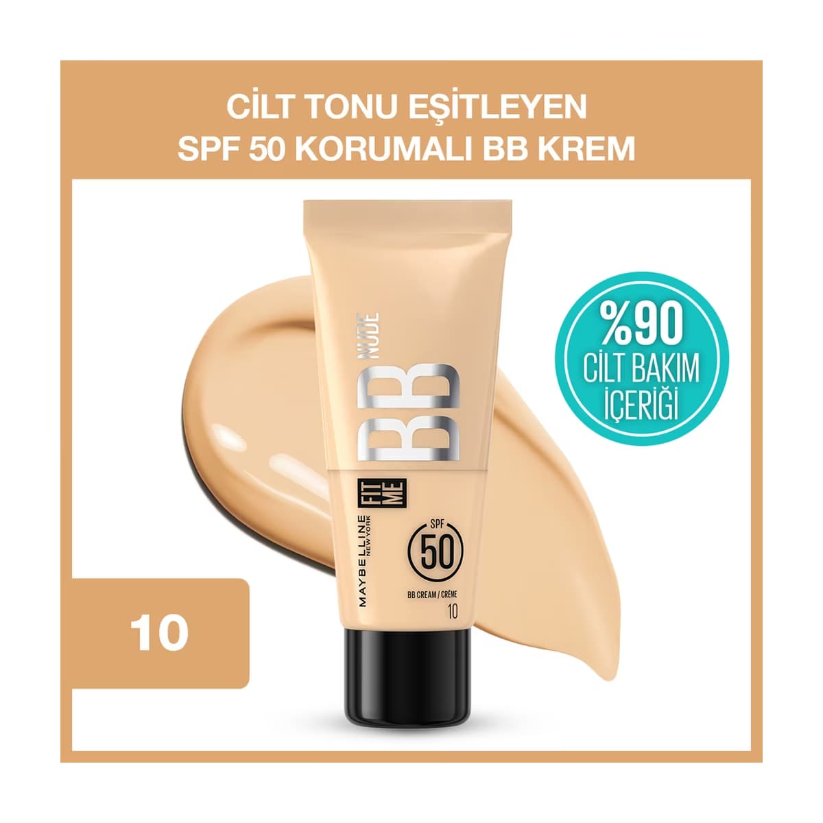 Maybelline New York Fit Me Nude Cilt Bakımı Etkili Nemlendirici SPF50 BB Krem 10 - Gratis