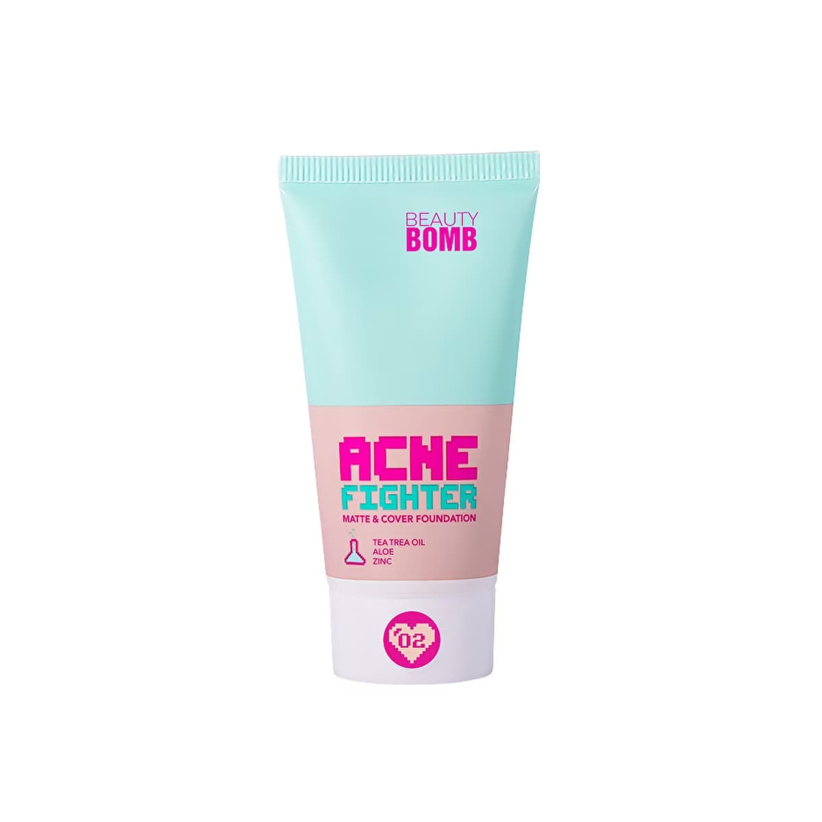 Beauty Bomb Matte & Cover Fondöten Acne Fighter 02 - High-Coverage Matte Foundation for Oily Skin - Gratis