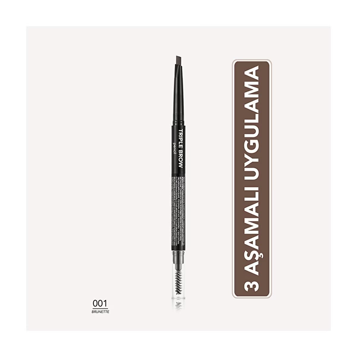 Flormar Triple Brow Fırça ve Pudra Başlıklı Kaş Kalemi 001 Brunette - Gratis