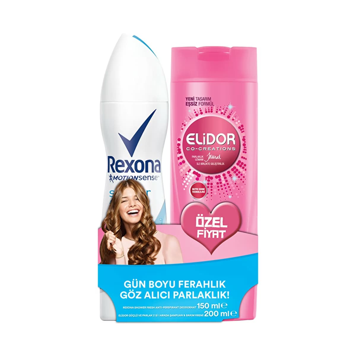 Rexona Deodorant ShowerFresh 150ml + Elidor Güçlü ve Parlak 2’si 1 Arada Şampuan ve Bakım Kremi 200 ml - Gratis