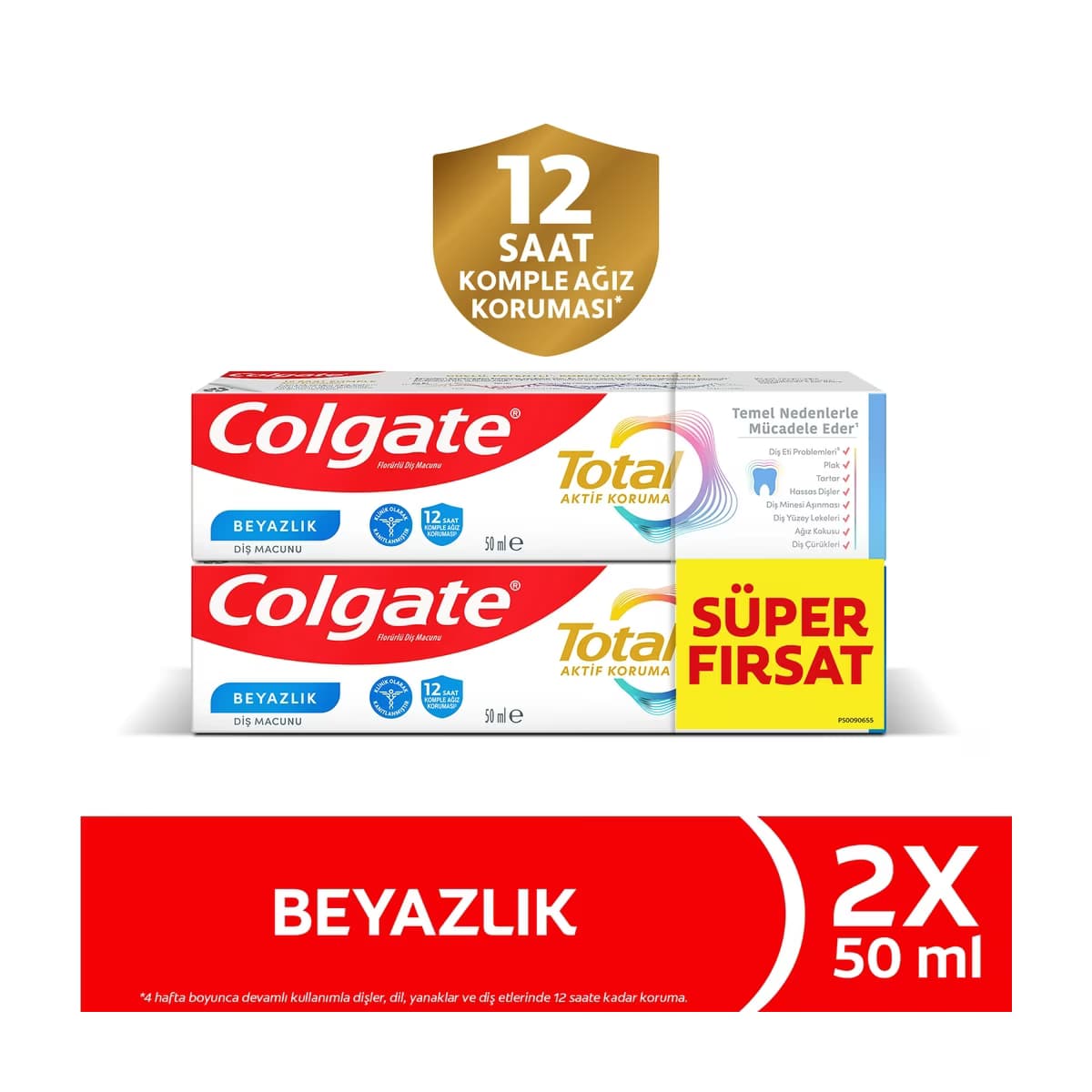Colgate Total Beyazlık Diş Macunu 50 ml x 2 - Gratis