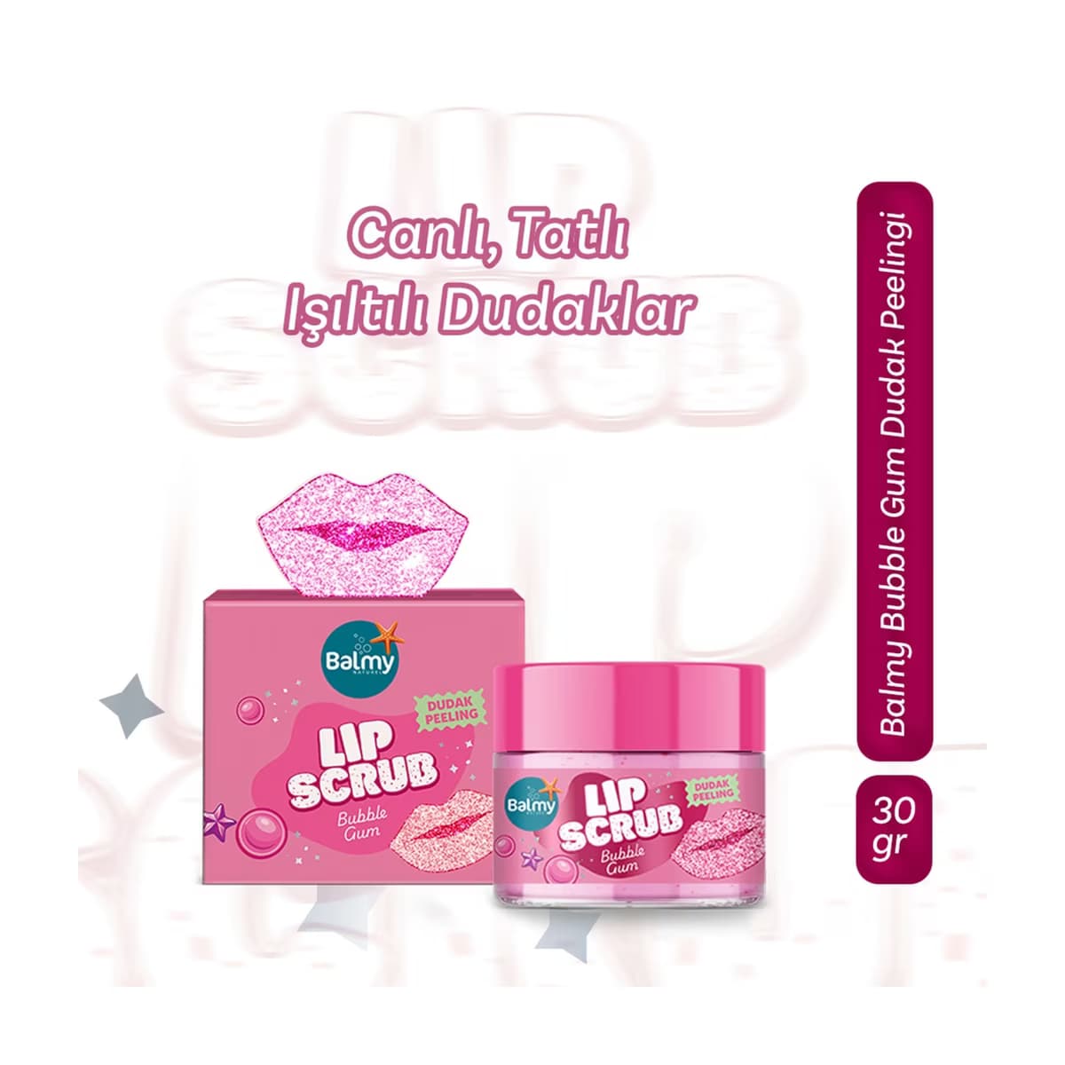 Balmy Lip Scrub Dudak Peelingi Bubble Gum 30 gr - Gratis