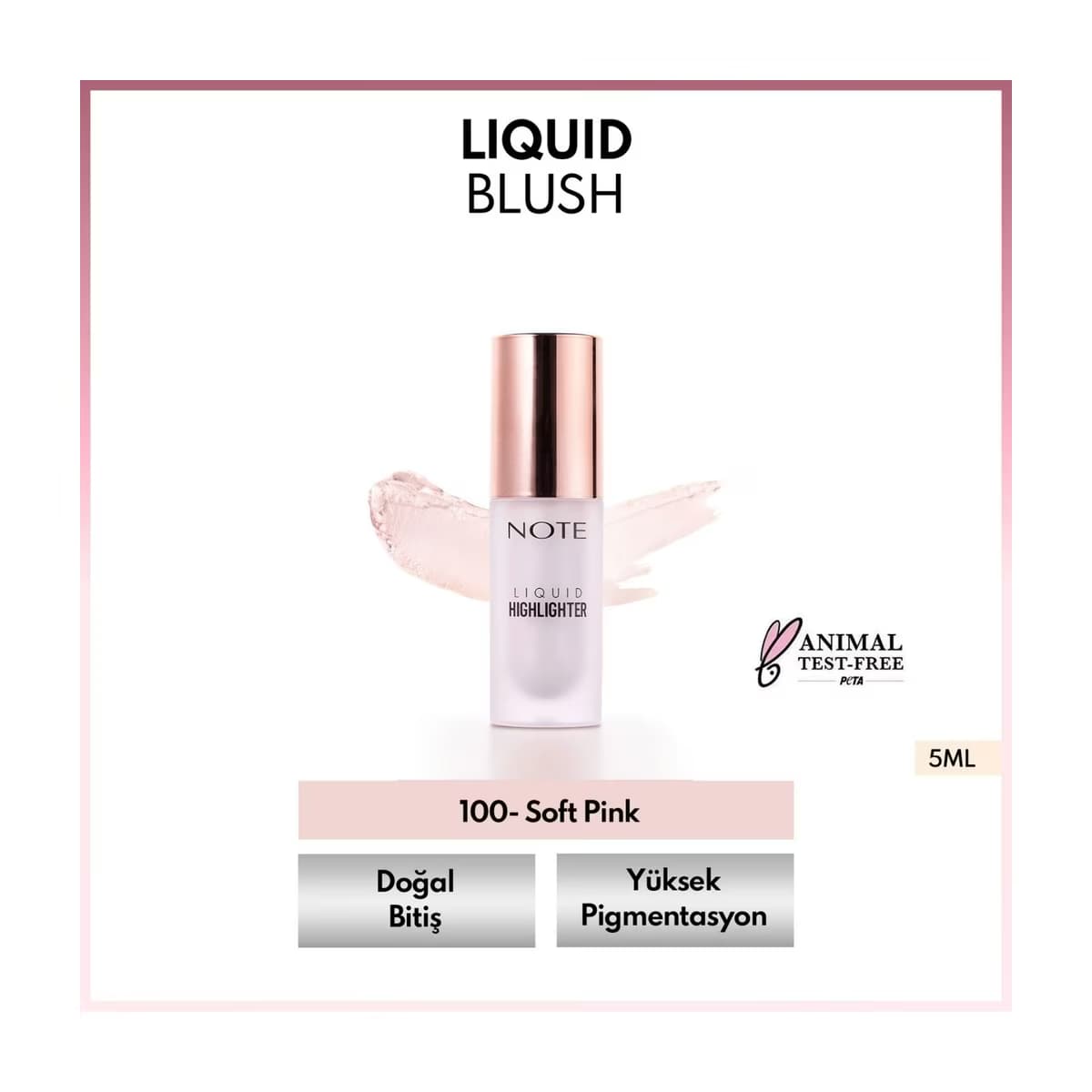 Note Liquid Highlighter Nemlendirici Etkili Likit Aydınlatıcı 100 Soft Pink - Gratis