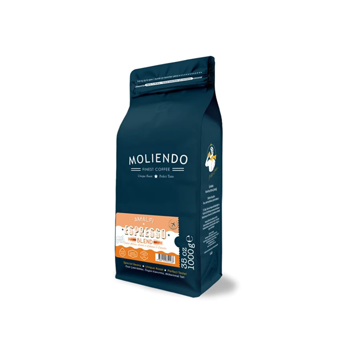 Moliendo Amalfi Espresso Blend Kahve (Çekirdek Kahve) 1000 gr - Gratis