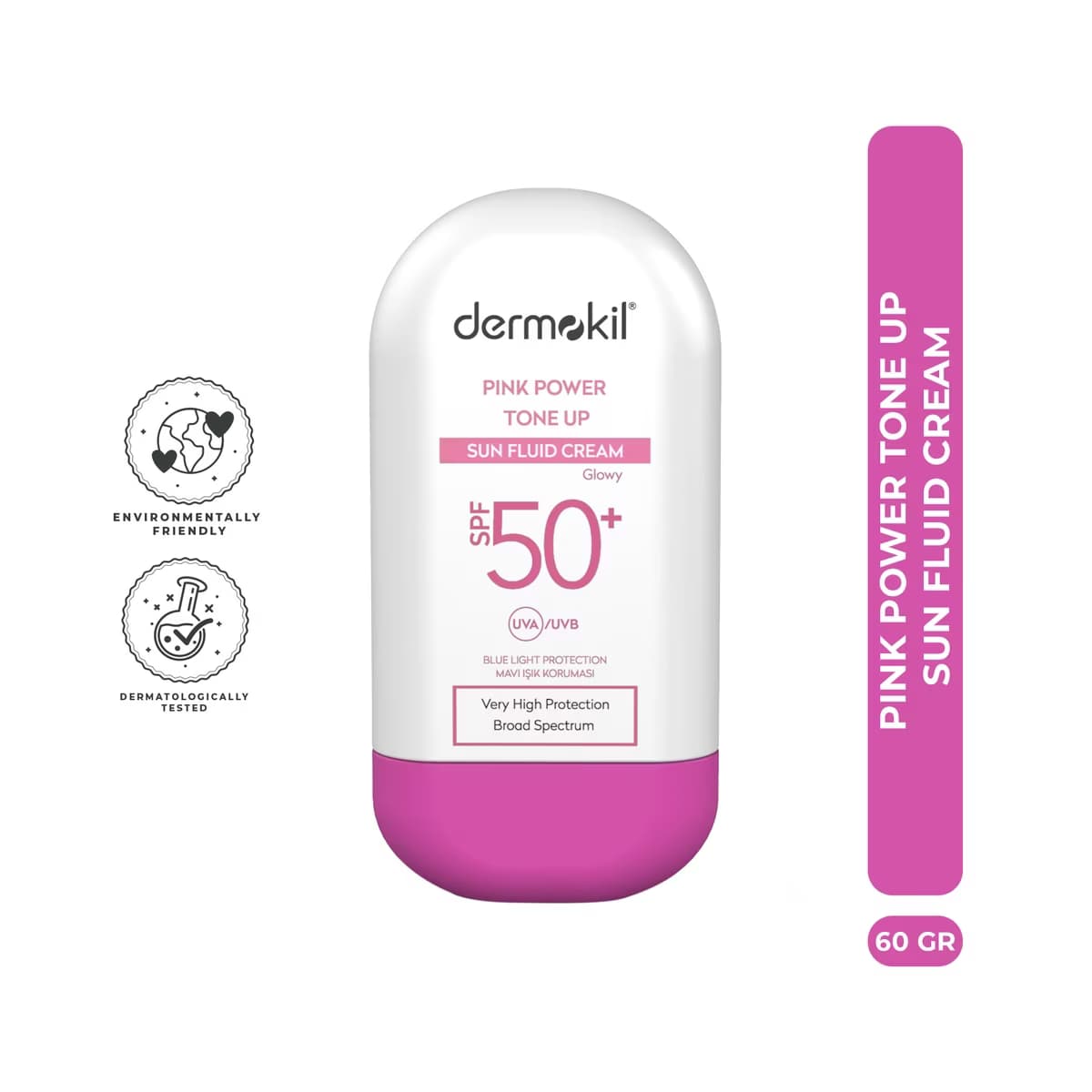 Dermokil Pink Power Tone Up Sun Fluid Cream 50+SPF 60 gr - Gratis
