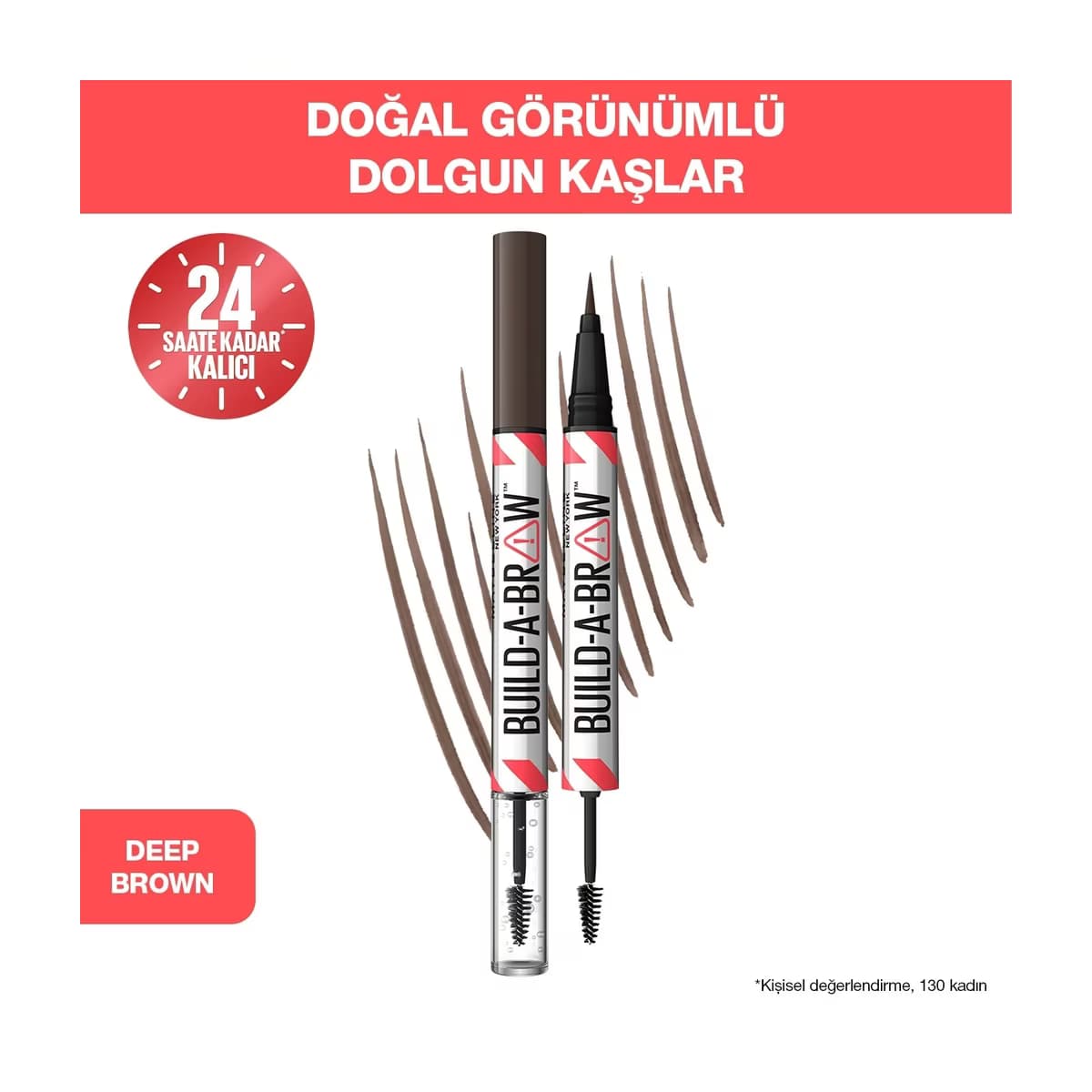 Maybelline New York Build a Brow 2 in 1 Kaş Kalemi ve Jeli Deep Brown - Gratis