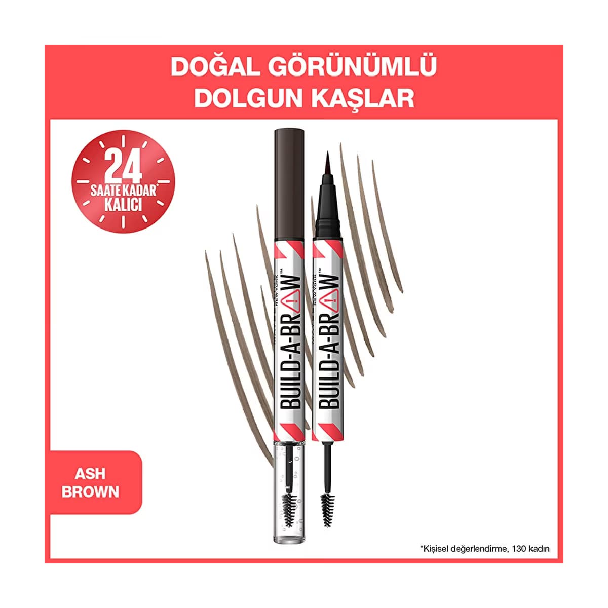 Maybelline New York Build a Brow 2 in 1 Kaş Kalemi ve Jeli Ash Brown - Gratis