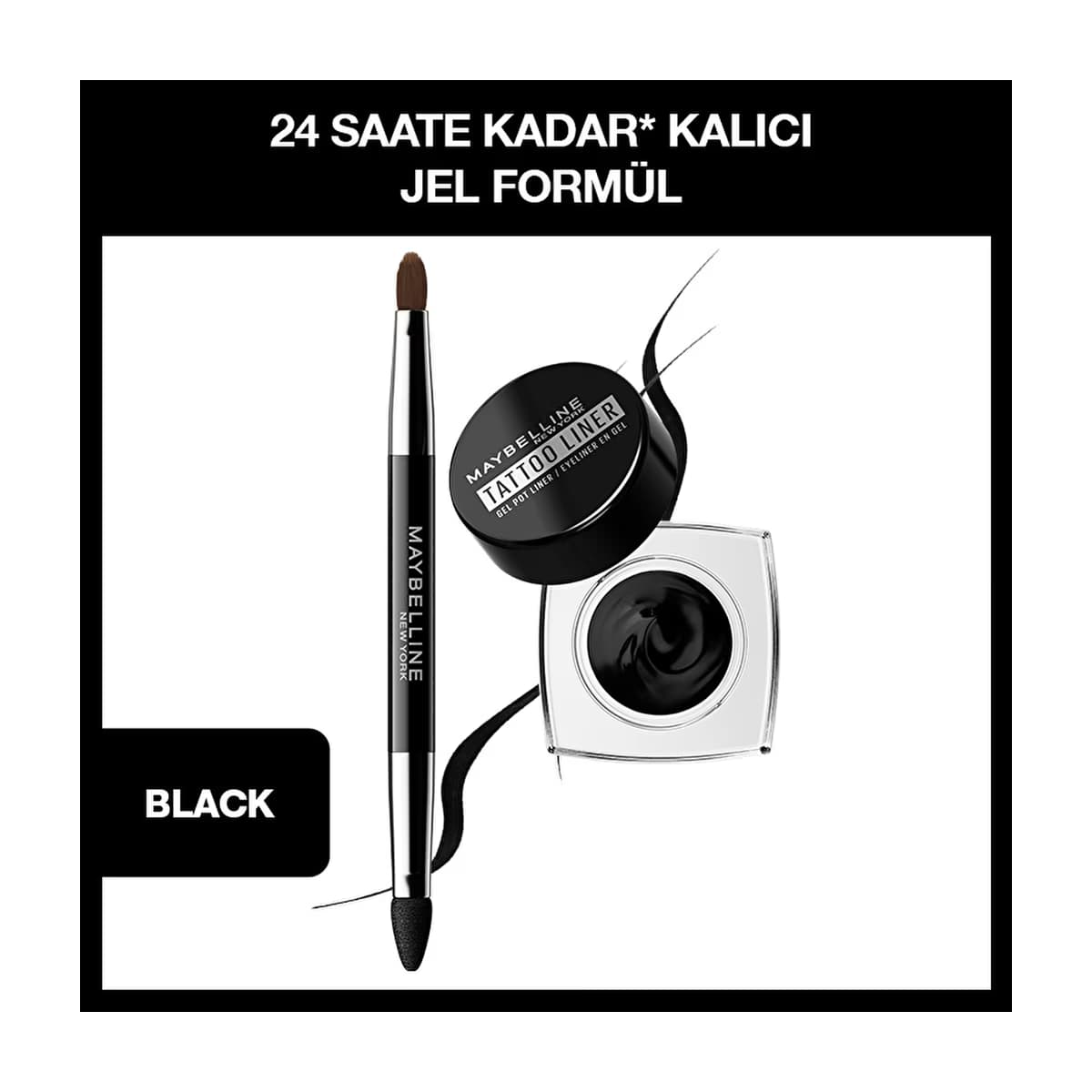 Maybelline New York Tattoo Liner Gel Pot Eyeliner Siyah 950 Blackest Black - Gratis
