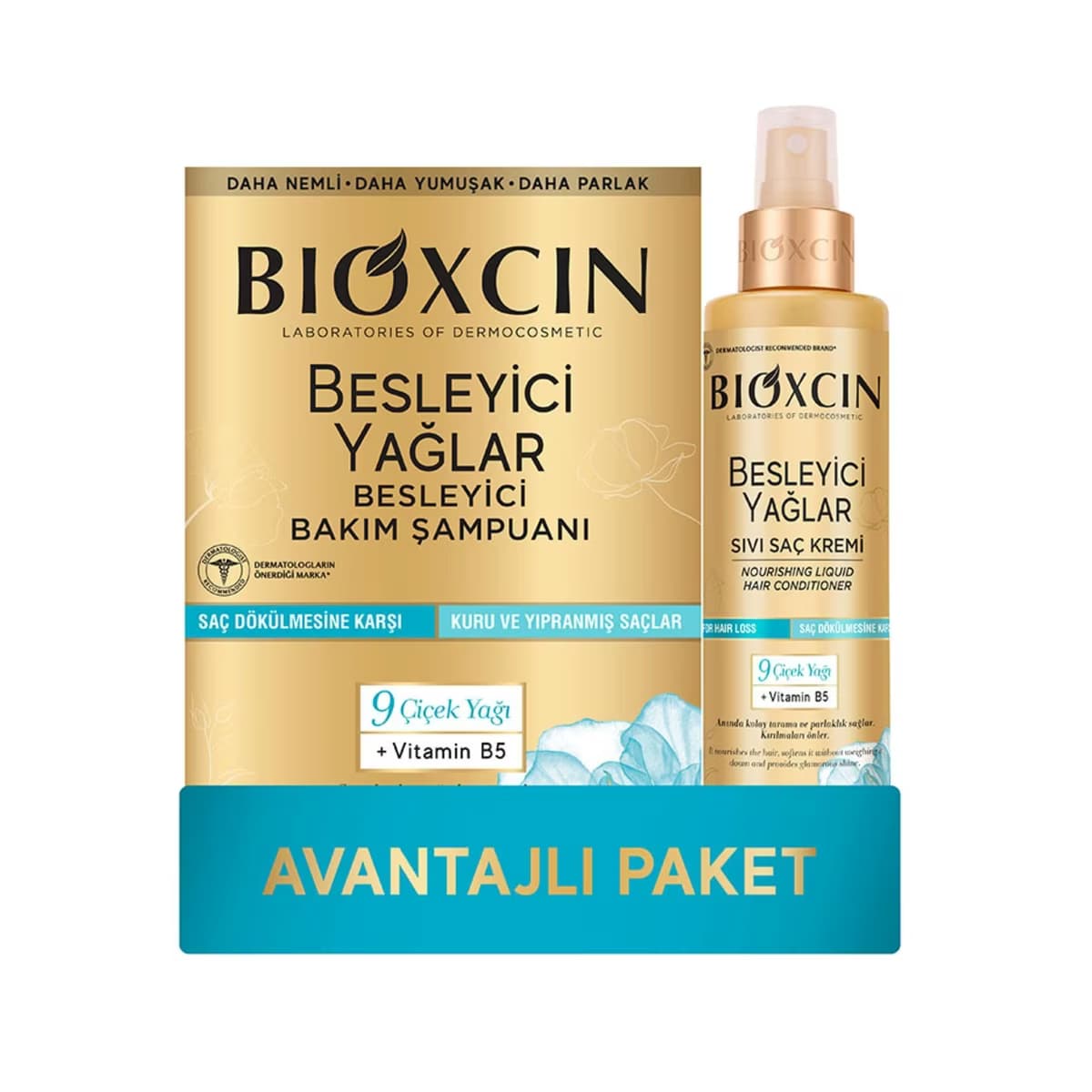 Bioxcin Besleyici Yağlar Besleyici Saç Bakım Şampuanı 300 ml + Besleyici Yağlar Sıvı Saç Kremi 200 ml - Gratis