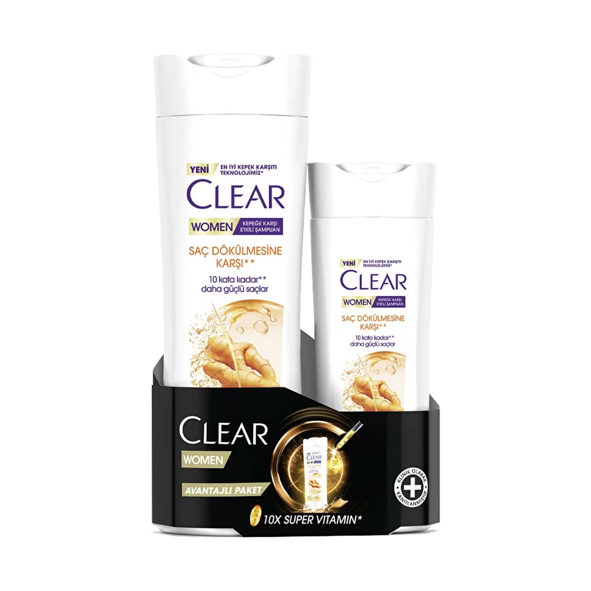 Clear Women Kepeğe Karşı Etkili Şampuan Saç Dökülmesine Karşı 350 ml + 180 ml - Gratis