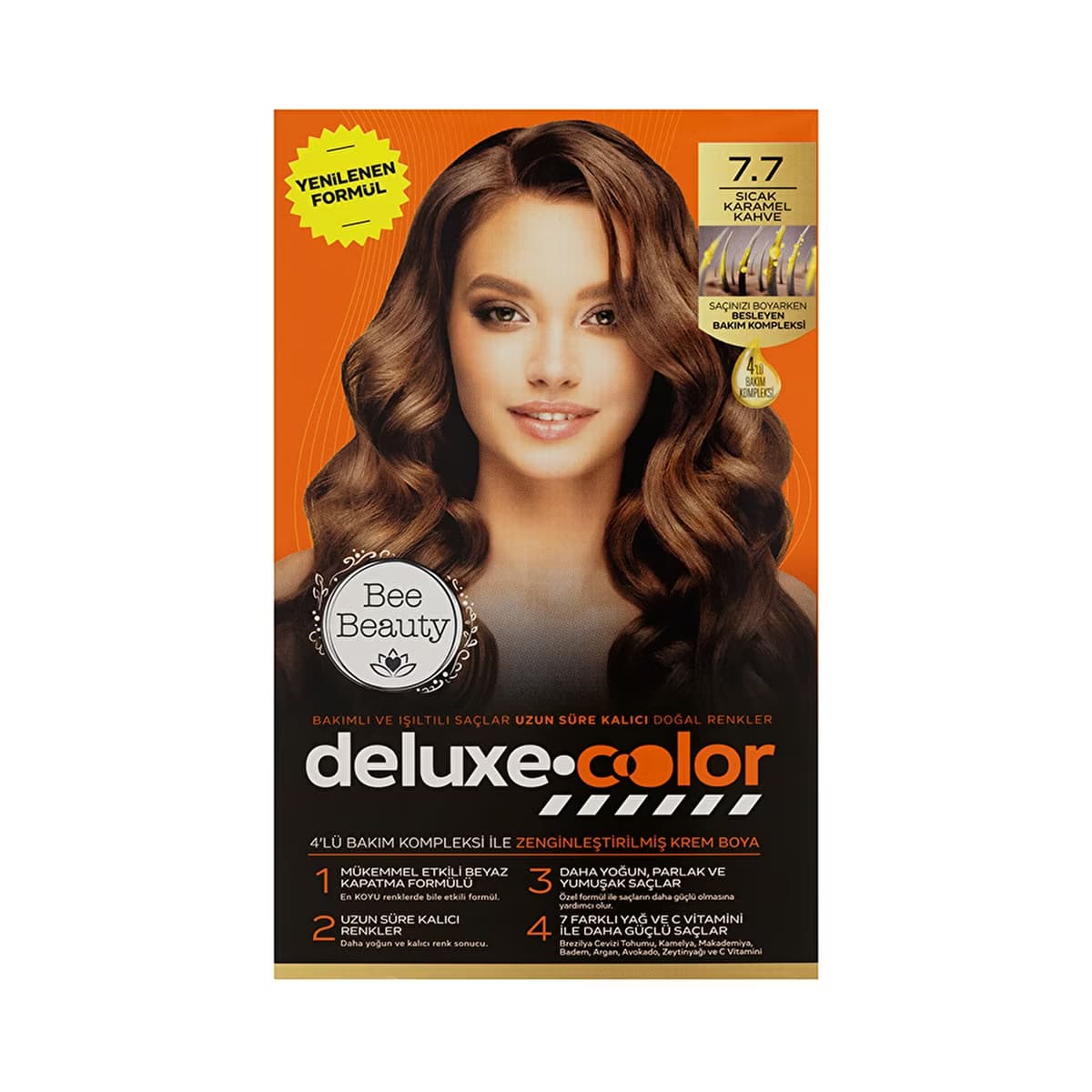 Bee Beauty Deluxe Color Kit Saç Boyası 7.7 Sıcak Karamel Kahve - Gratis