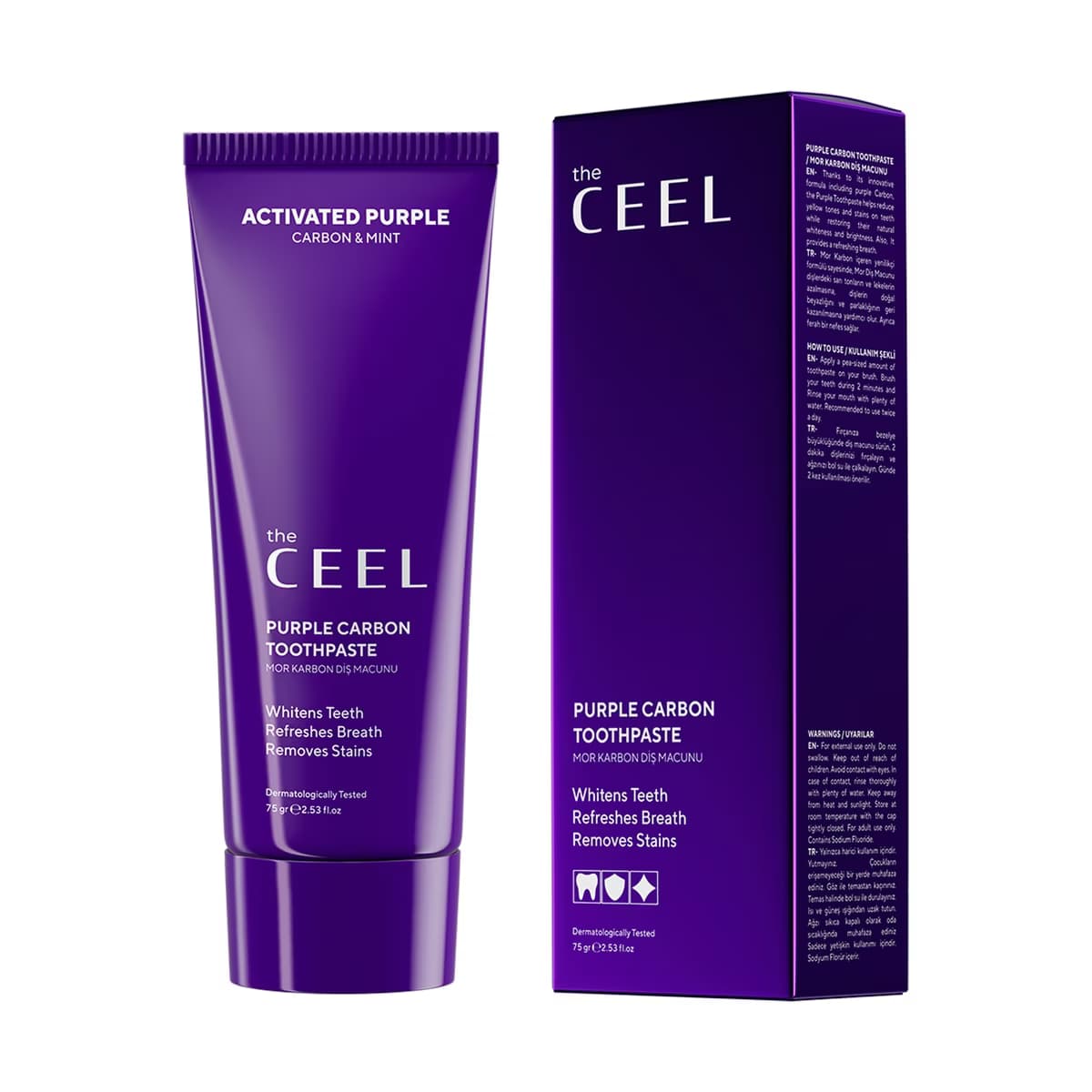The Ceel Diş Beyazlatıcı Mor Karbon Diş Macunu 75 gr - Gratis
