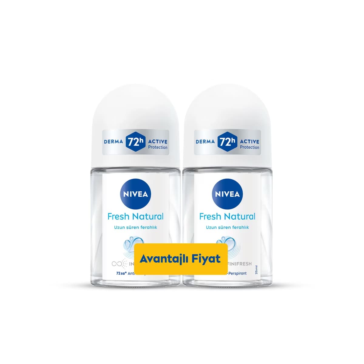 Nivea Kadın Mini Roll-on Deodorant Fresh Natural 2 x 25 ml - Gratis