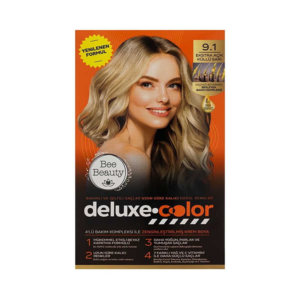 Bee Beauty Deluxe Color Kit Saç Boyası 9.1 Ekstra Açık Küllü Sarı - Gratis