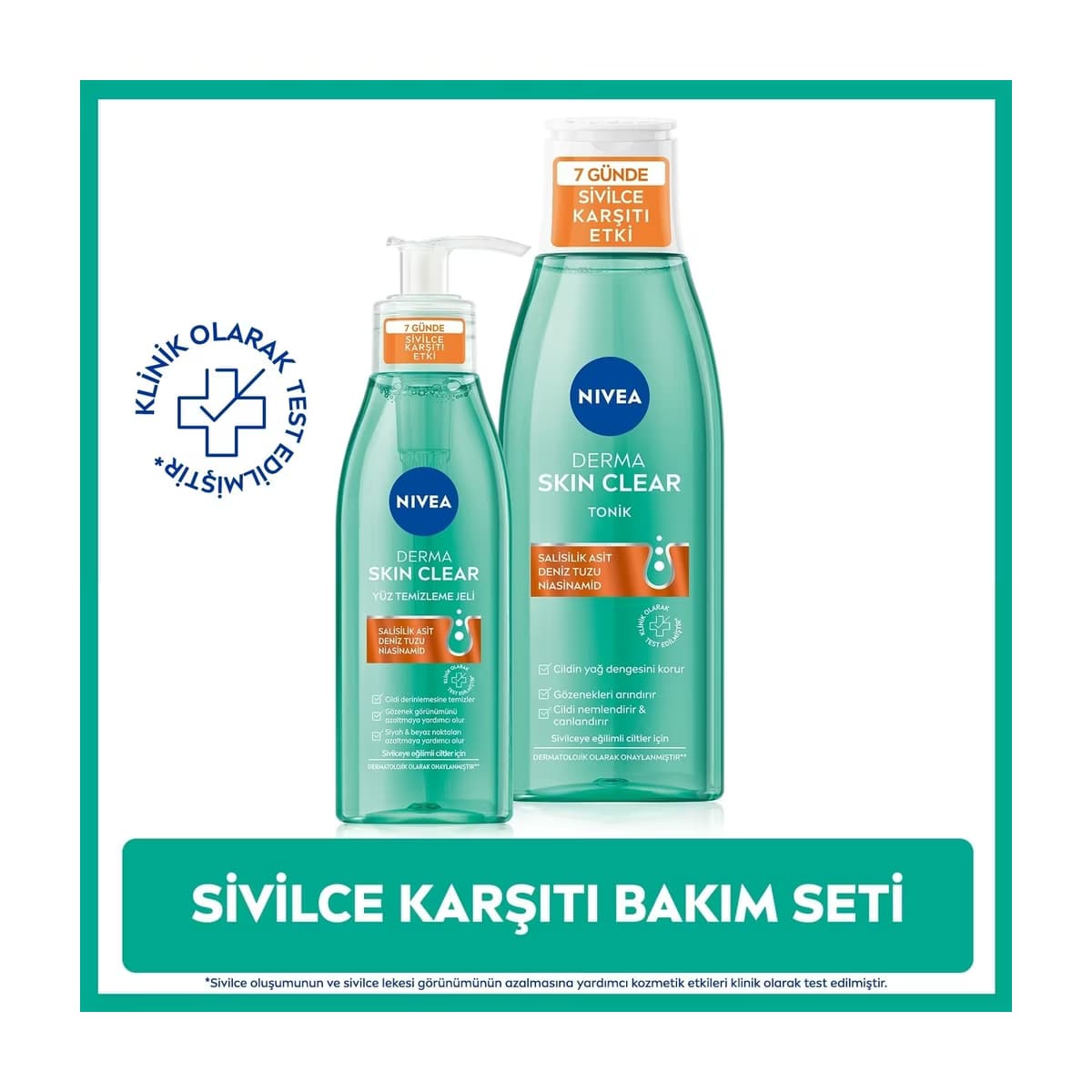 Nivea Derma Skin Clear Sivilce Karşıtı Yüz Temizleme Jeli 150 ml + Tonik 200 ml - Gratis