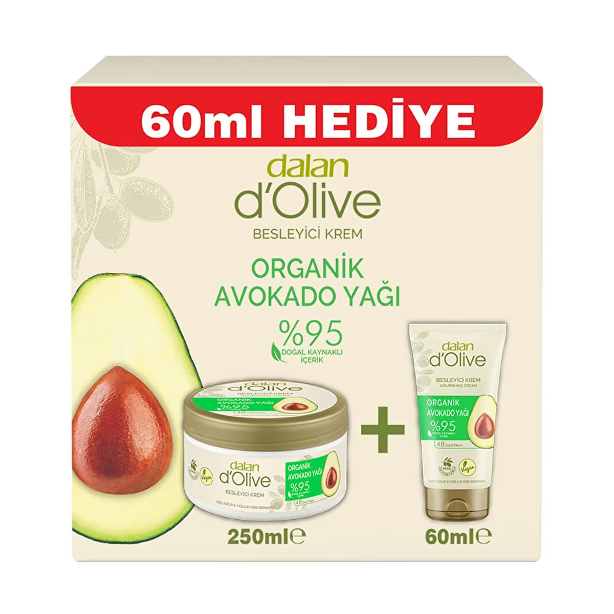 Dalan D'Olive Avokado El & Vücut Kremi Seti 250 ml + 60 ml - Gratis