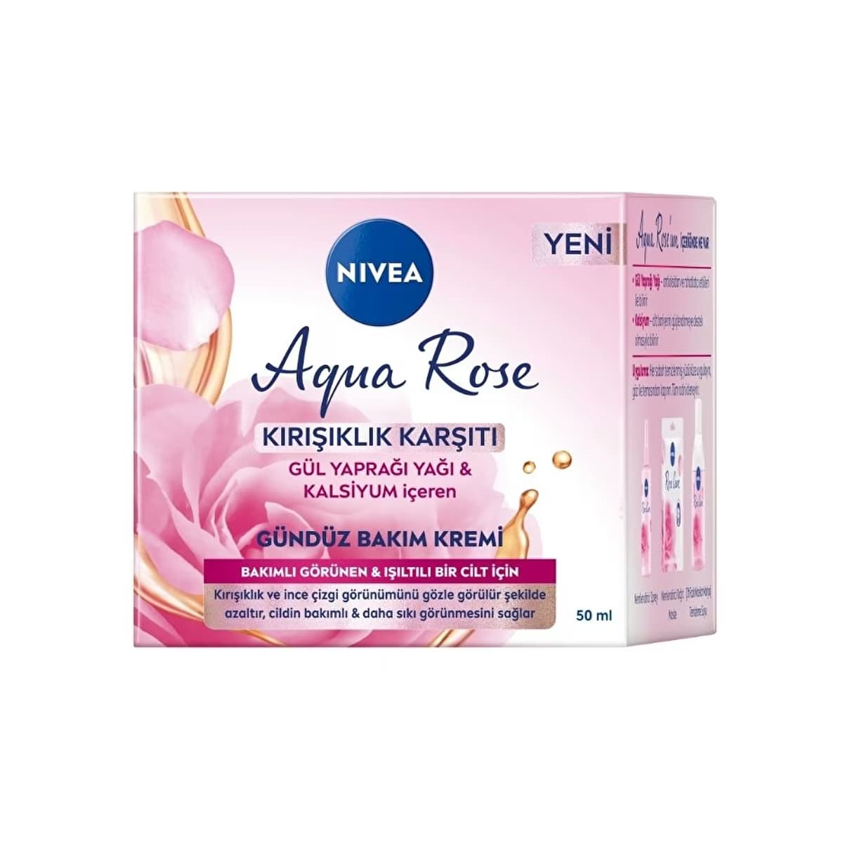 Nivea Aqua Rose Kalsiyum İçeren Kırışıklık Karşıtı Gündüz Yüz Bakım Kremi 50 ml - Gratis