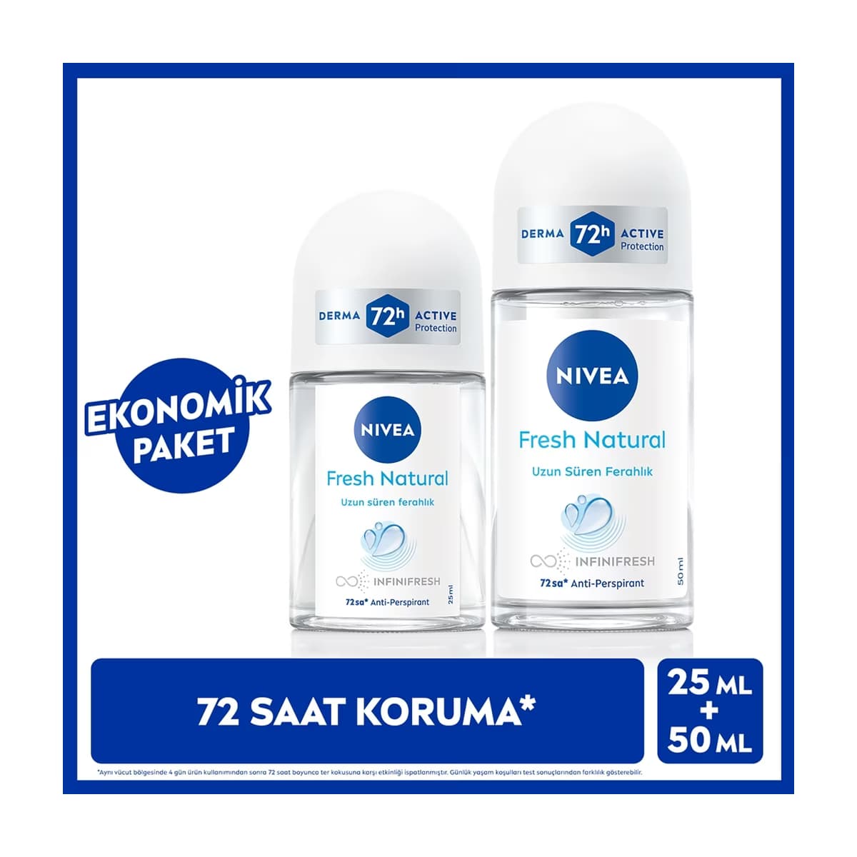 Nivea Fresh Natural Kadın Deodorant Roll-on 50 ml + Mini Deodorant Roll-on 25 ml - Gratis
