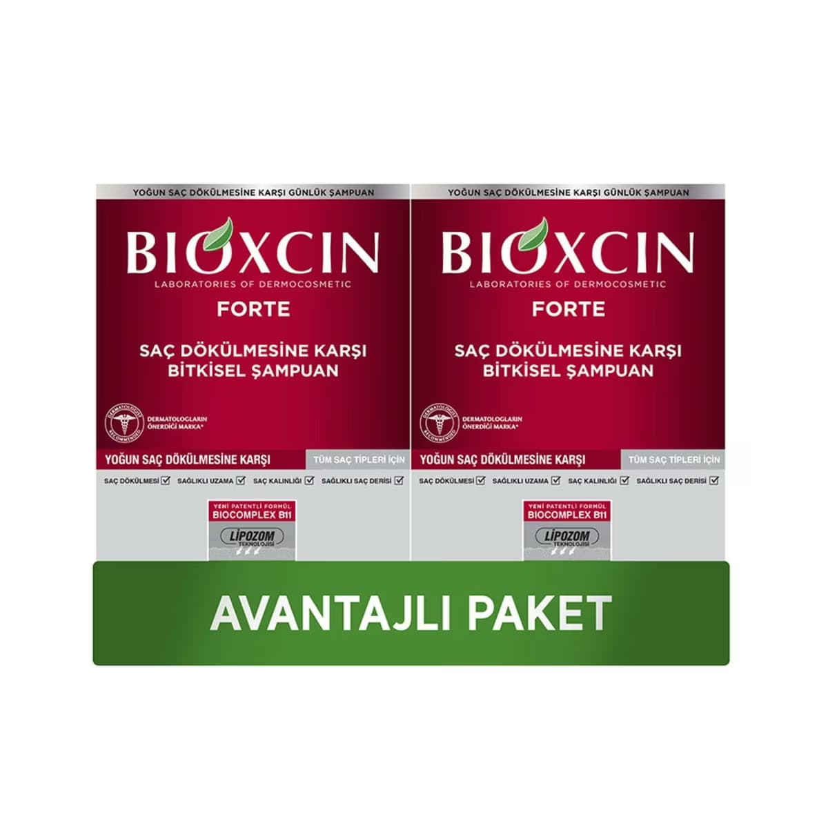 Bioxcin Forte Saç Dökülmesine Karşı Bitkisel Şampuan 300 ml x 2 - Gratis