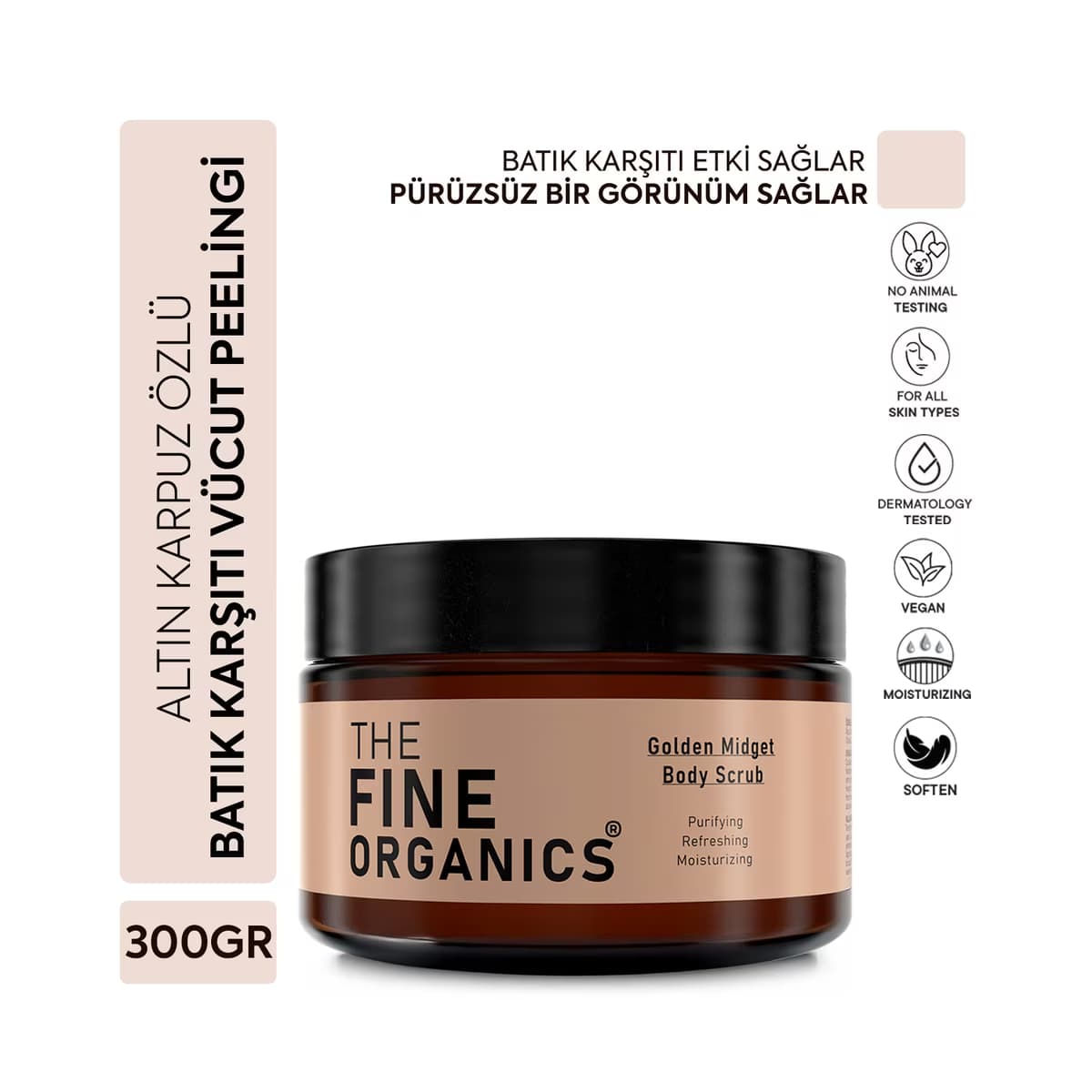The Fine Organics Minyatür Altın Karpuz Özlü Besleyici ve Arındırıcı Batık Karşıtı Vücut Peelingi 300 gr - Gratis