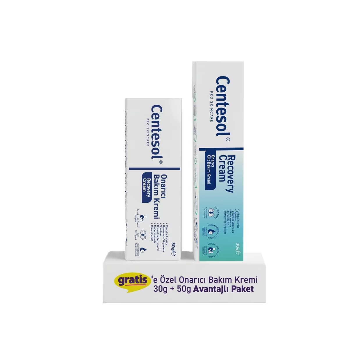 Centesol Onarıcı Yoğun Nemlendirici Cica Cilt Bakım Kremi 2'li (50 gr + 30 gr) - Gratis