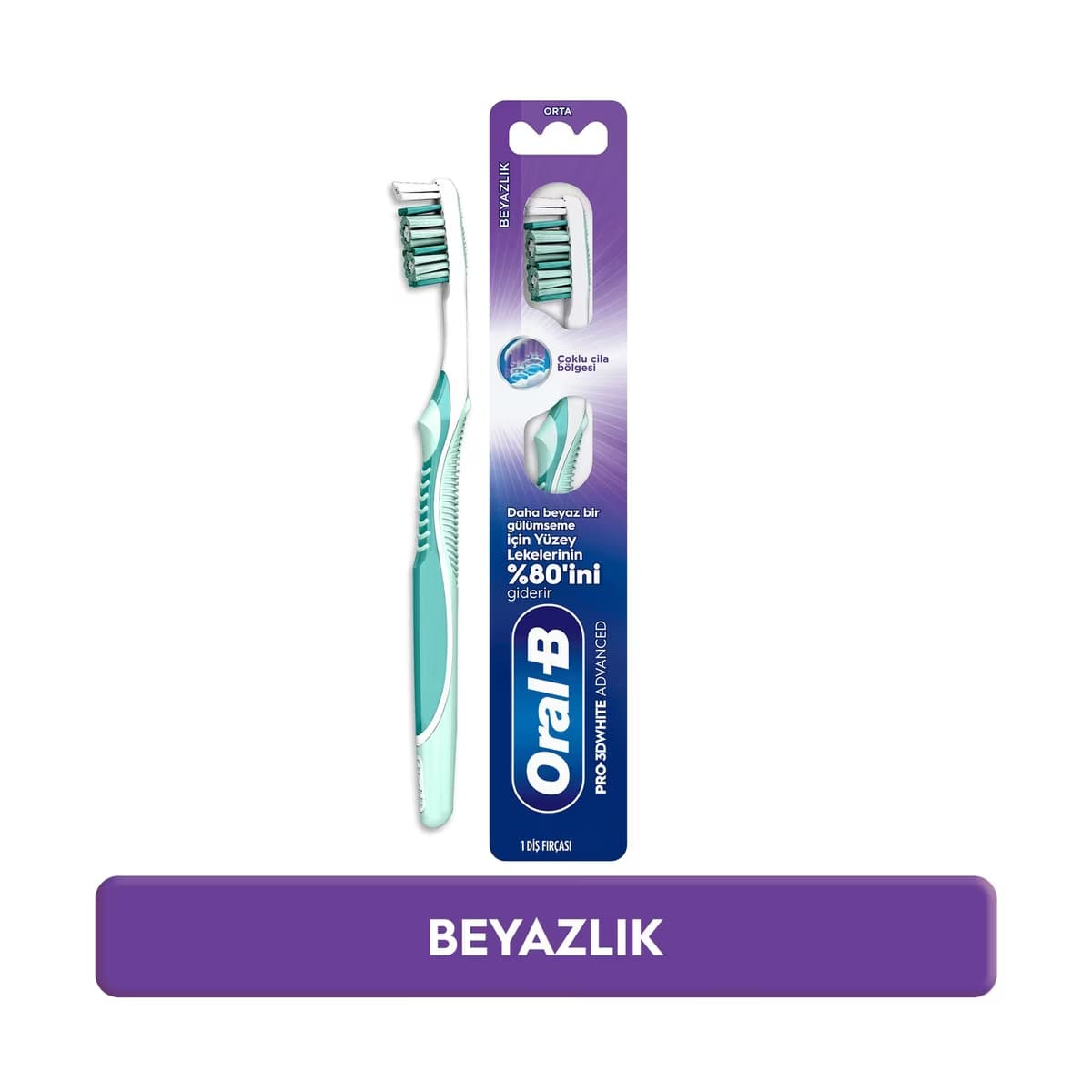 Oral-B Pro-3D White Advanced Beyazlık Diş Fırçası (Orta) - Gratis