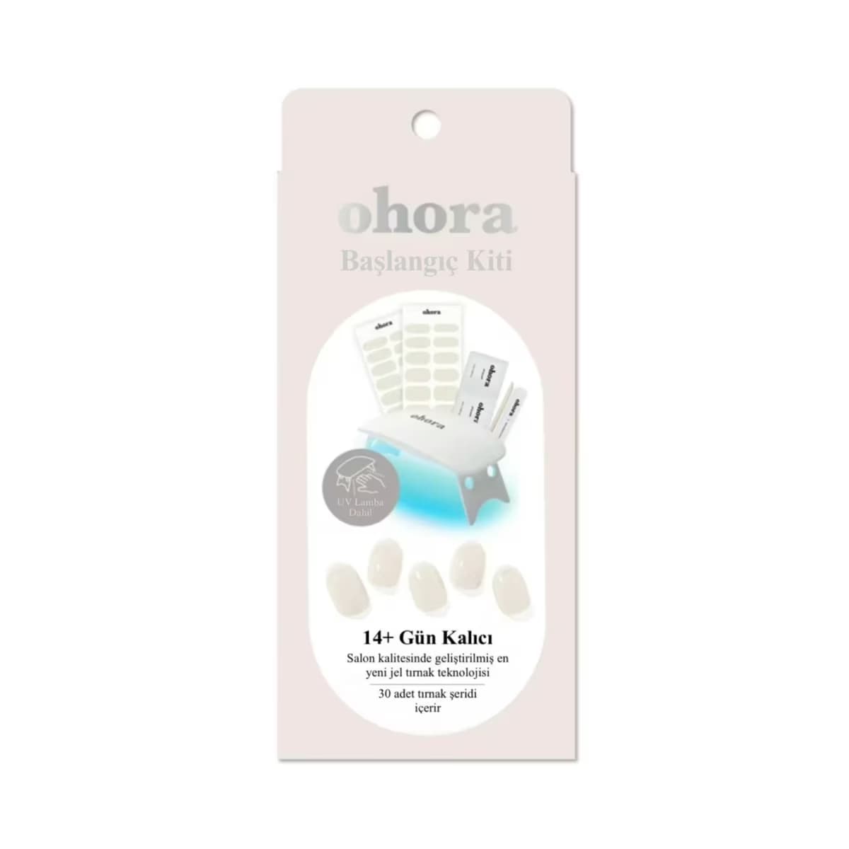 Ohora Starter Kit Cream Cotton Jel Tırnak Seti 30'lu + UV Lambası - Gratis