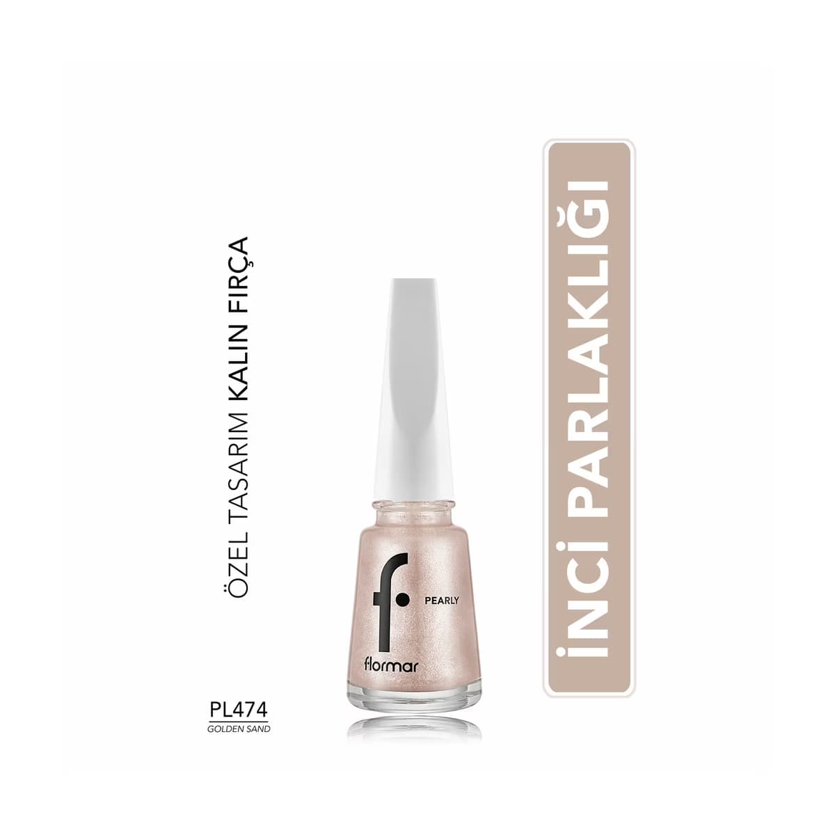 Flormar Pearly Yoğun Pigmentli ve Sedef Yansımalı Oje PL474 Golden Sand - Gratis