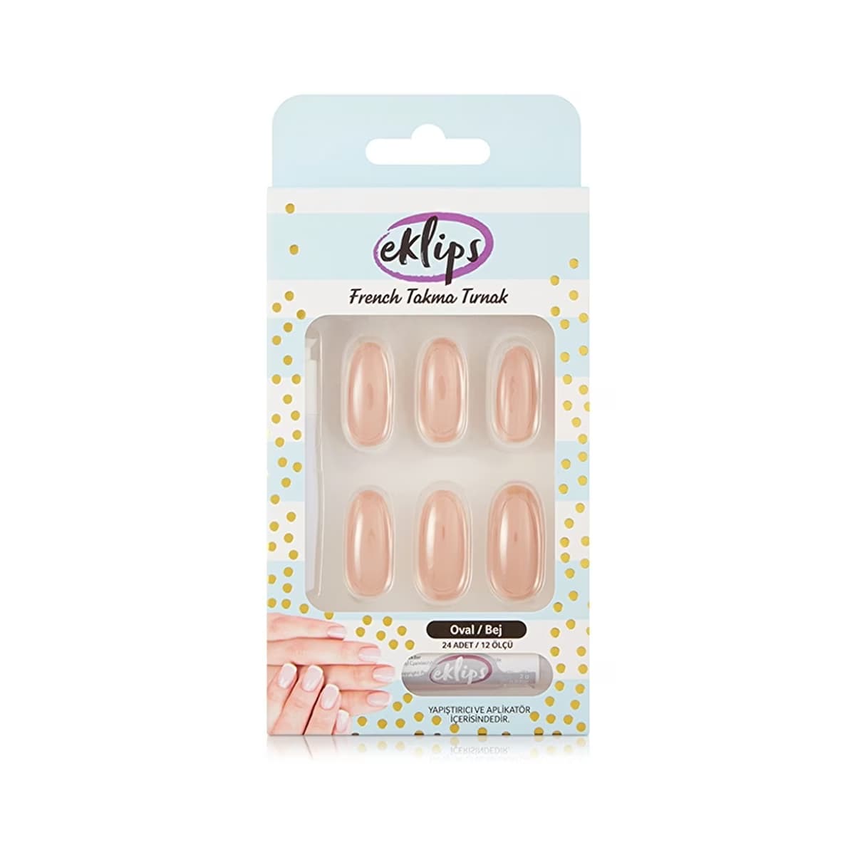 Eklips Takma Tırnak Bej Oval Şekilli 24'lü - Gratis