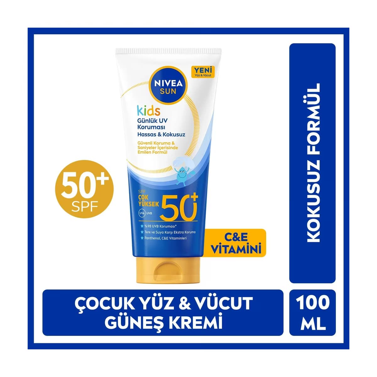 Nivea Sun Kids 50+SPF Çocuk Yüz ve Vücut Güneş Koruyucu Krem 100 ml - Gratis