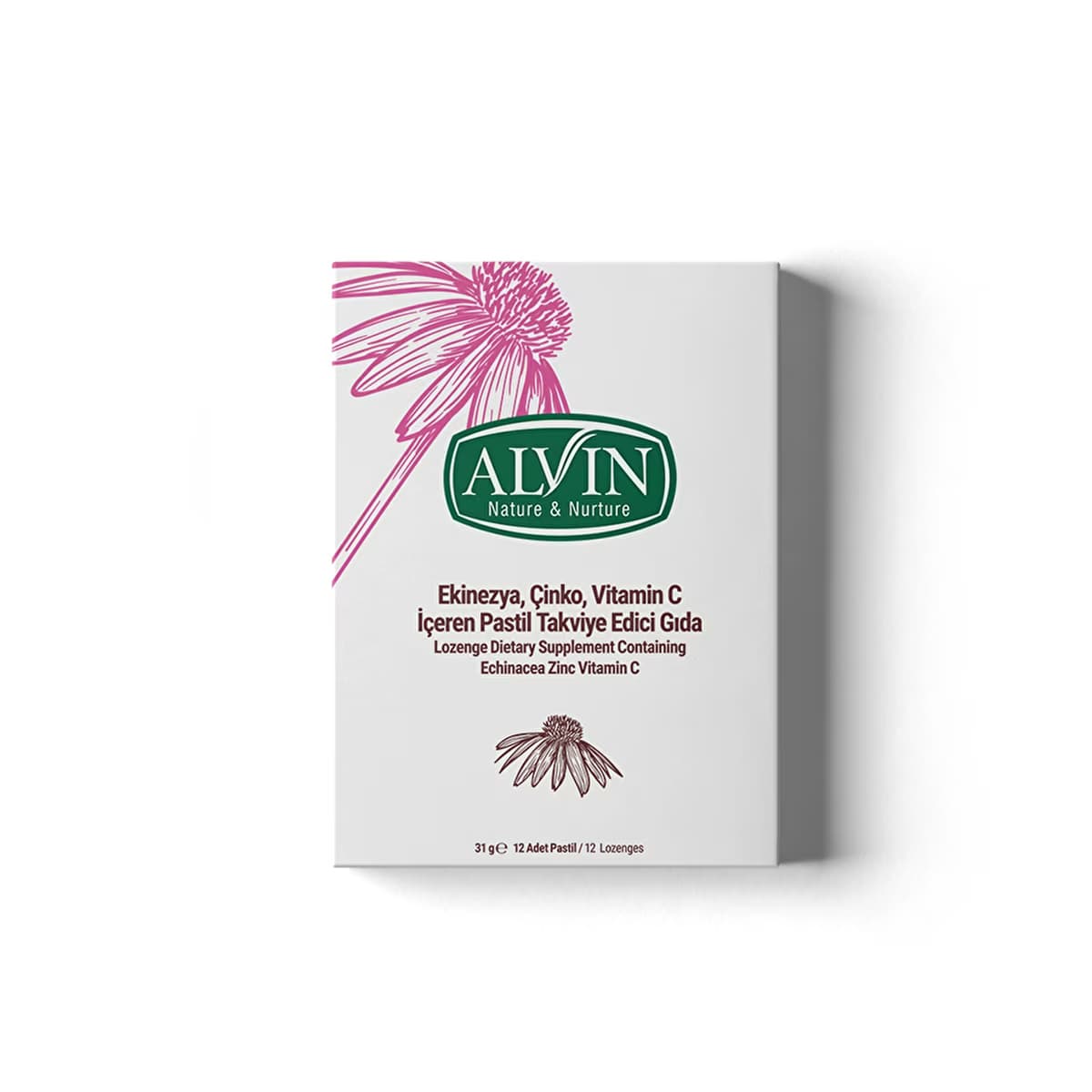 Alvin Ekinezya, Çinko, Vitamin C İçeren Pastil Takviye Edici Gıda 12'li - Gratis