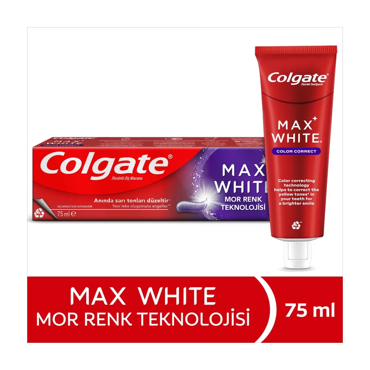 Colgate Max White Mor Renk Teknolojisi Anında Beyazlık Etkisi Diş Macunu 75 ml - Gratis
