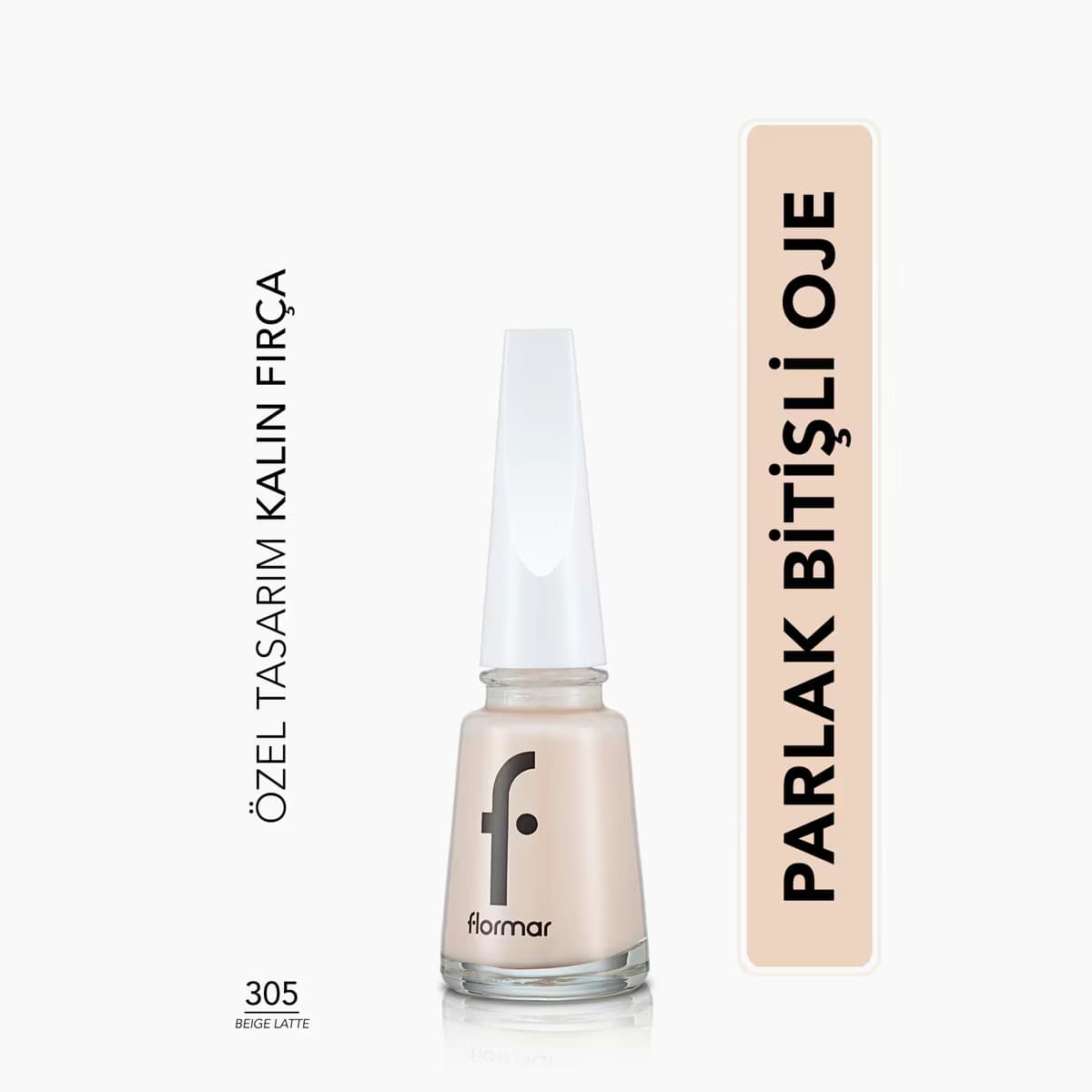 Flormar Nail Enamel Yoğun Pigmentli Parlak Oje No: 305 Beige Latte