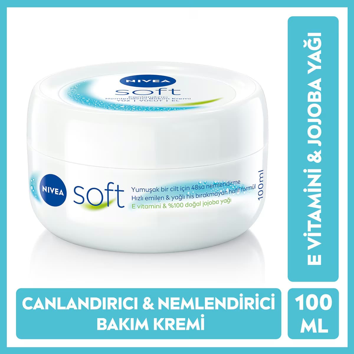 Nivea Soft Nemlendirici Bakım Kremi Yüz ve Vücut 100 ml El Jojoba Yağı ve E Vitamini Tüm Ciltler