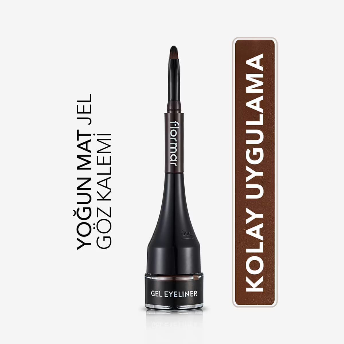 Flormar Yoğun Renk Veren Mat Bitişli Kendinden Fırçalı Jel Eyeliner Kahve