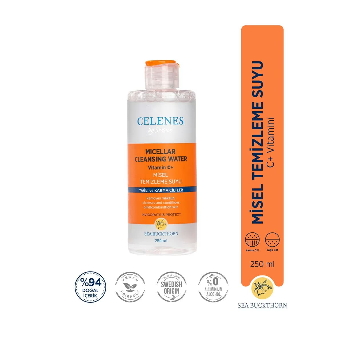 Celenes Sea BuckThorn Micel Temizleme Suyu Yağlı ve Karma Ciltler 250 ml